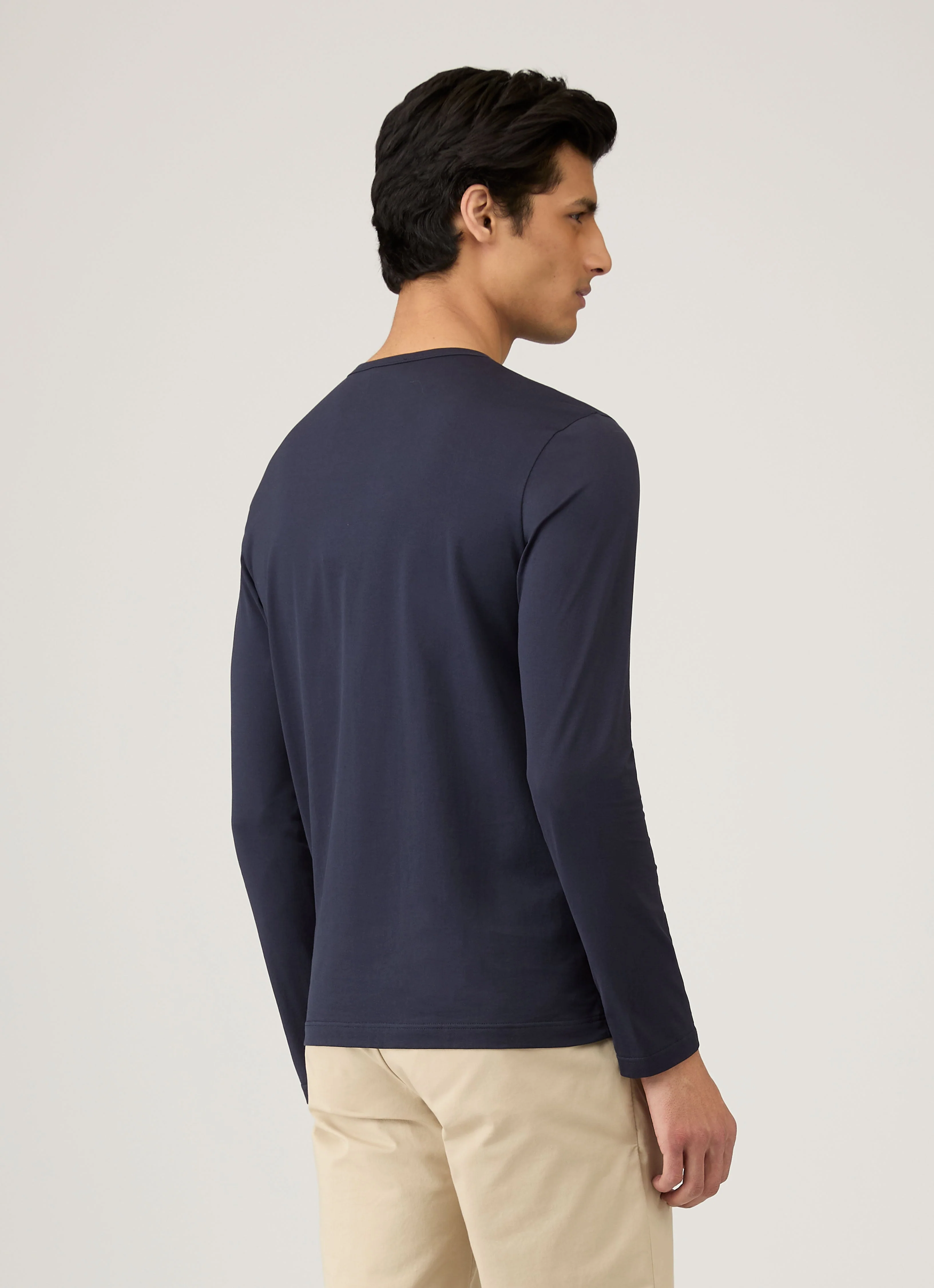 Men's Classic Long Sleeve T-shirt in Navy - Image 5