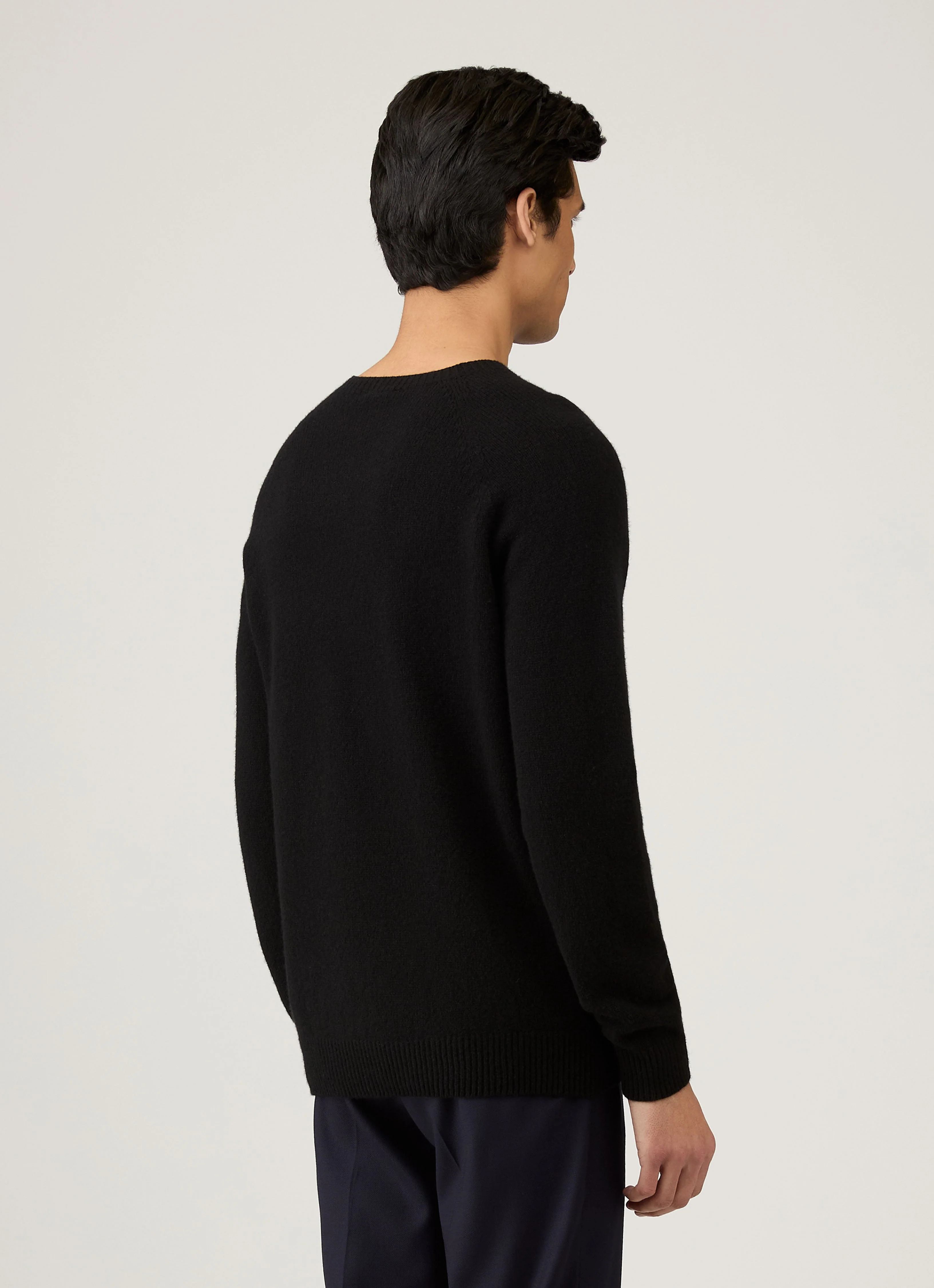 Men's Lambswool Crew Neck Jumper in Black - Image 5