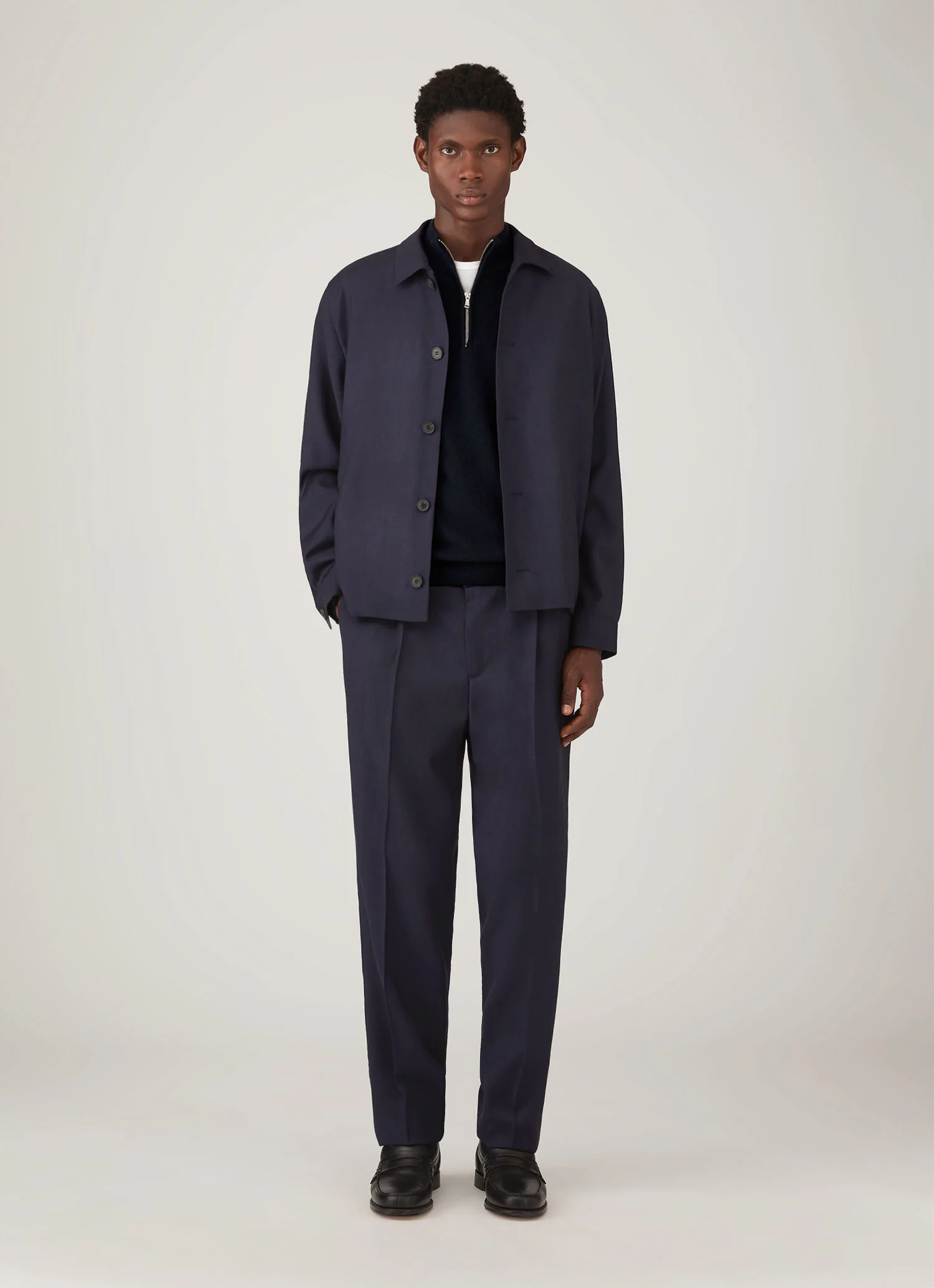 Men's Cashmere Half Zip Jumper in Navy - Image 3