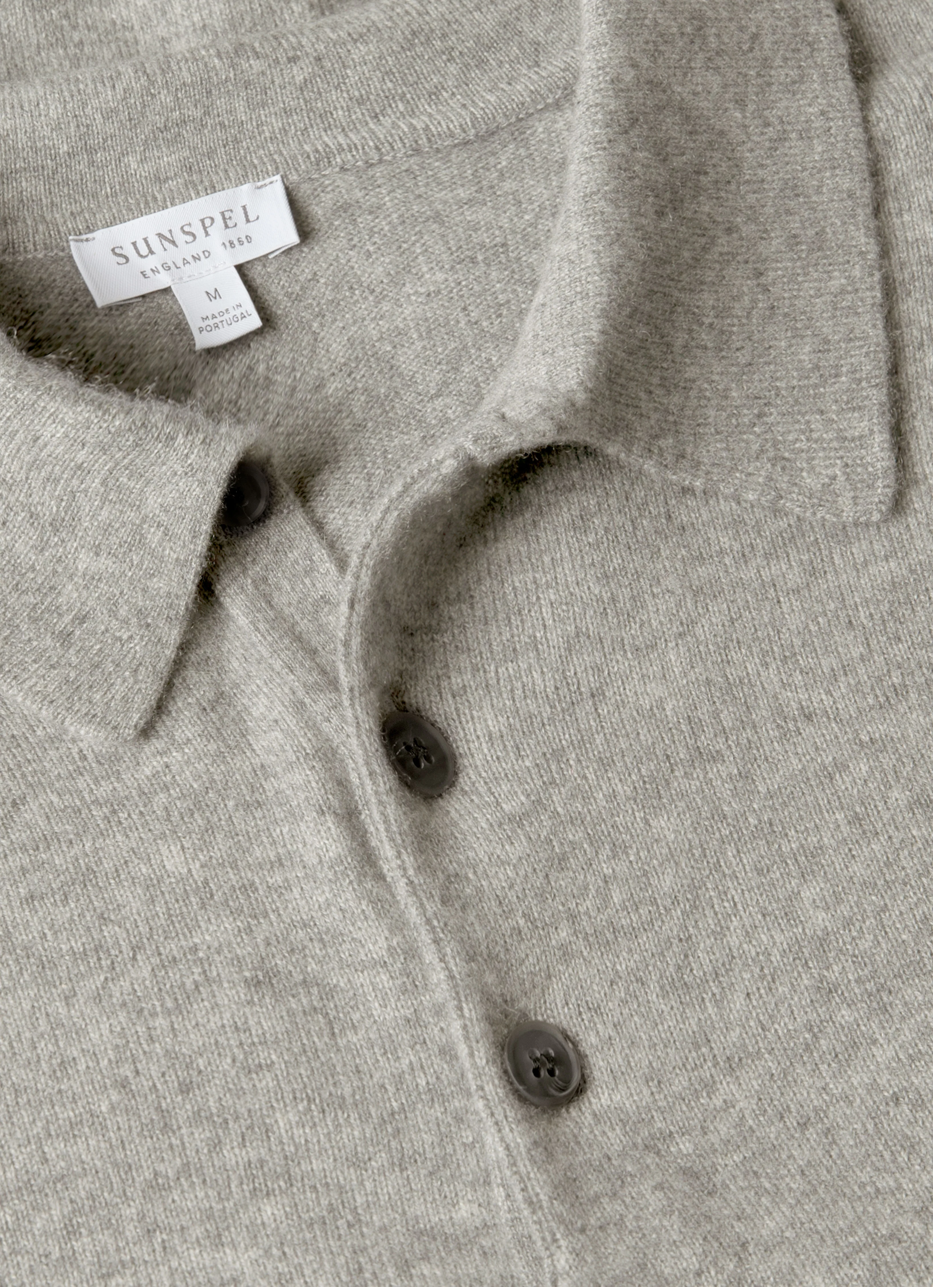 Men's Cashmere Knitted Polo Shirt in Grey Melange - Image 4