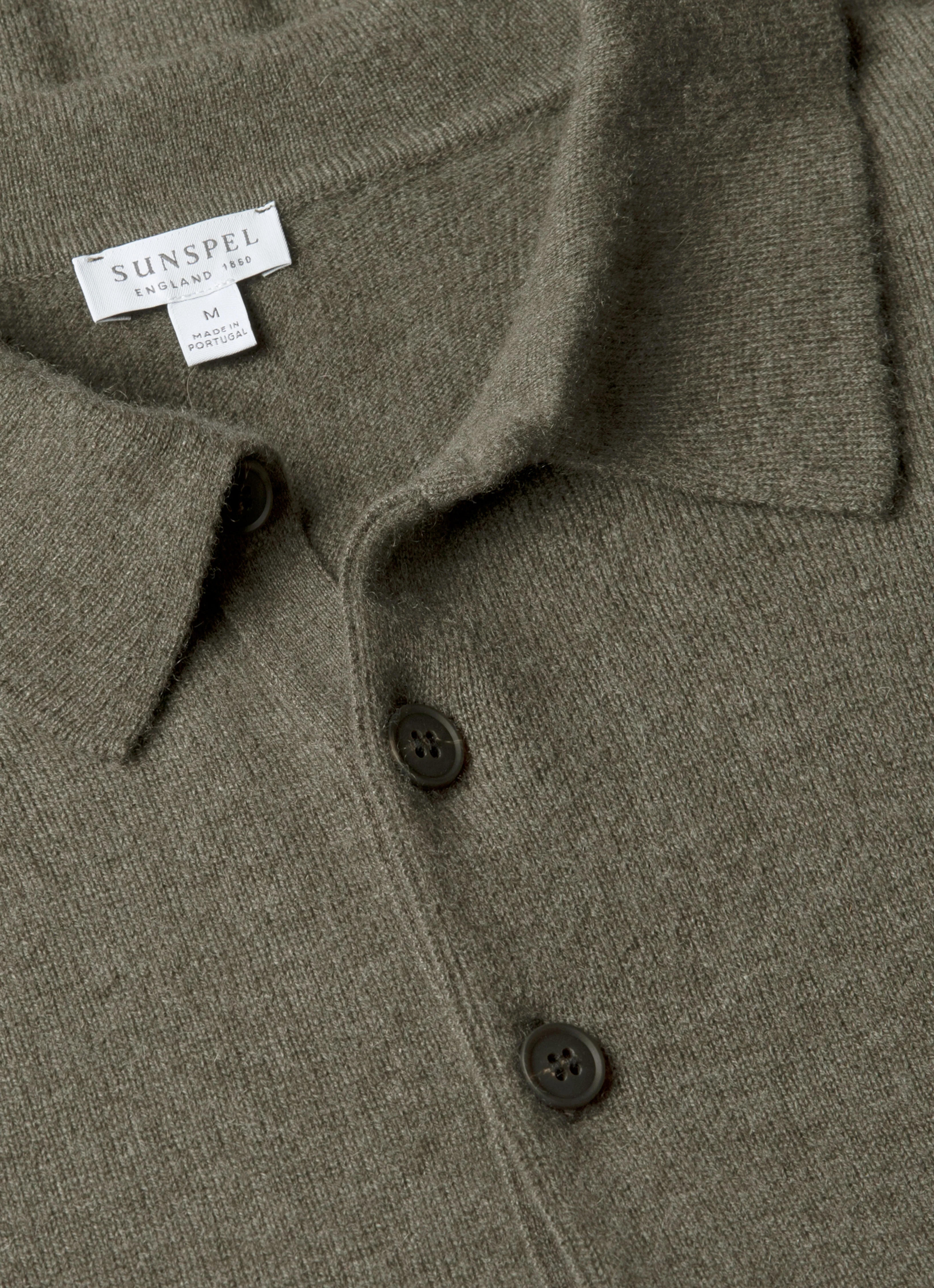Men's Cashmere Knitted Polo Shirt in Khaki - Image 4