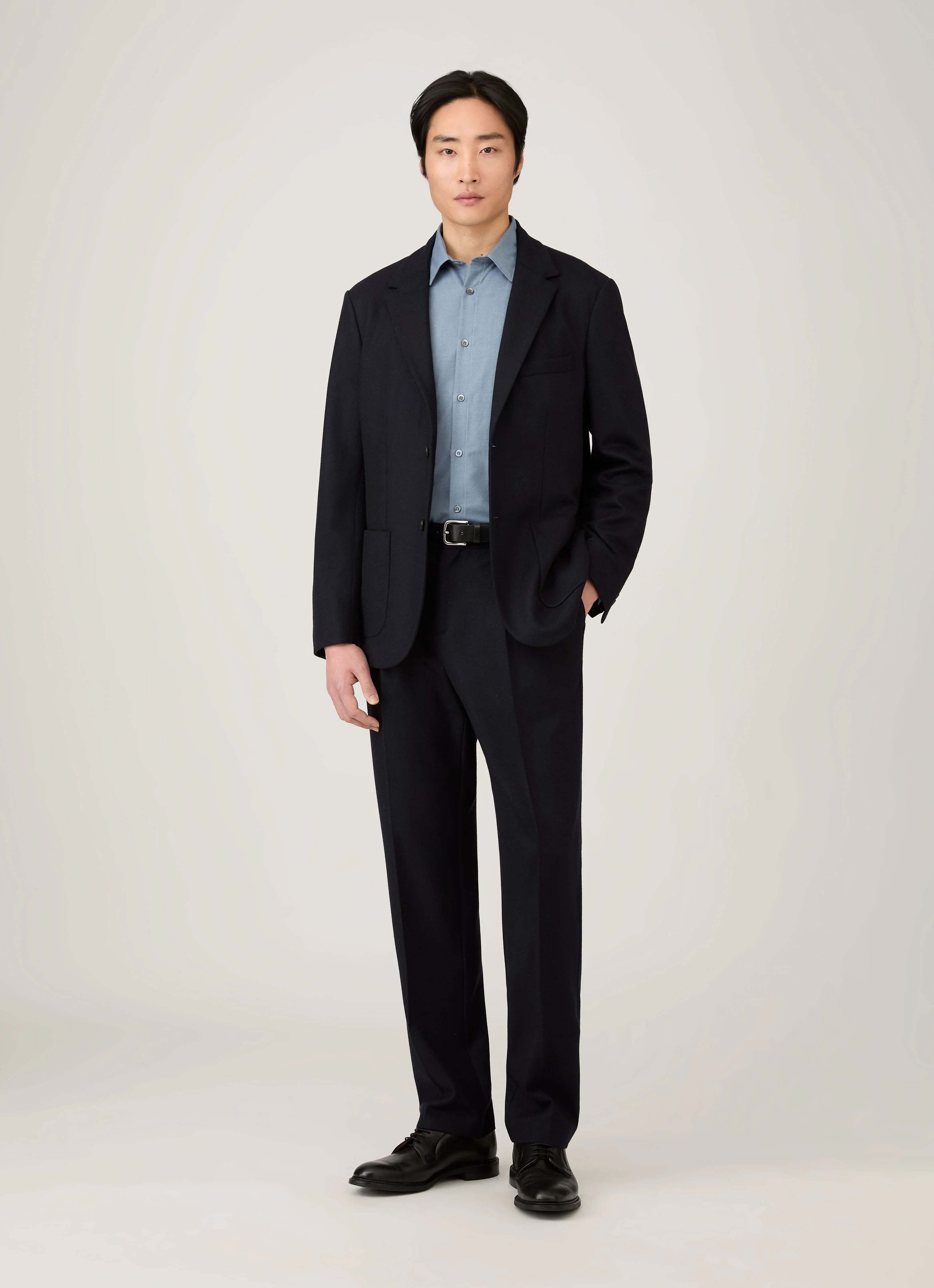 Men's Cotton Cashmere Shirt in Dark Blue - Image 3