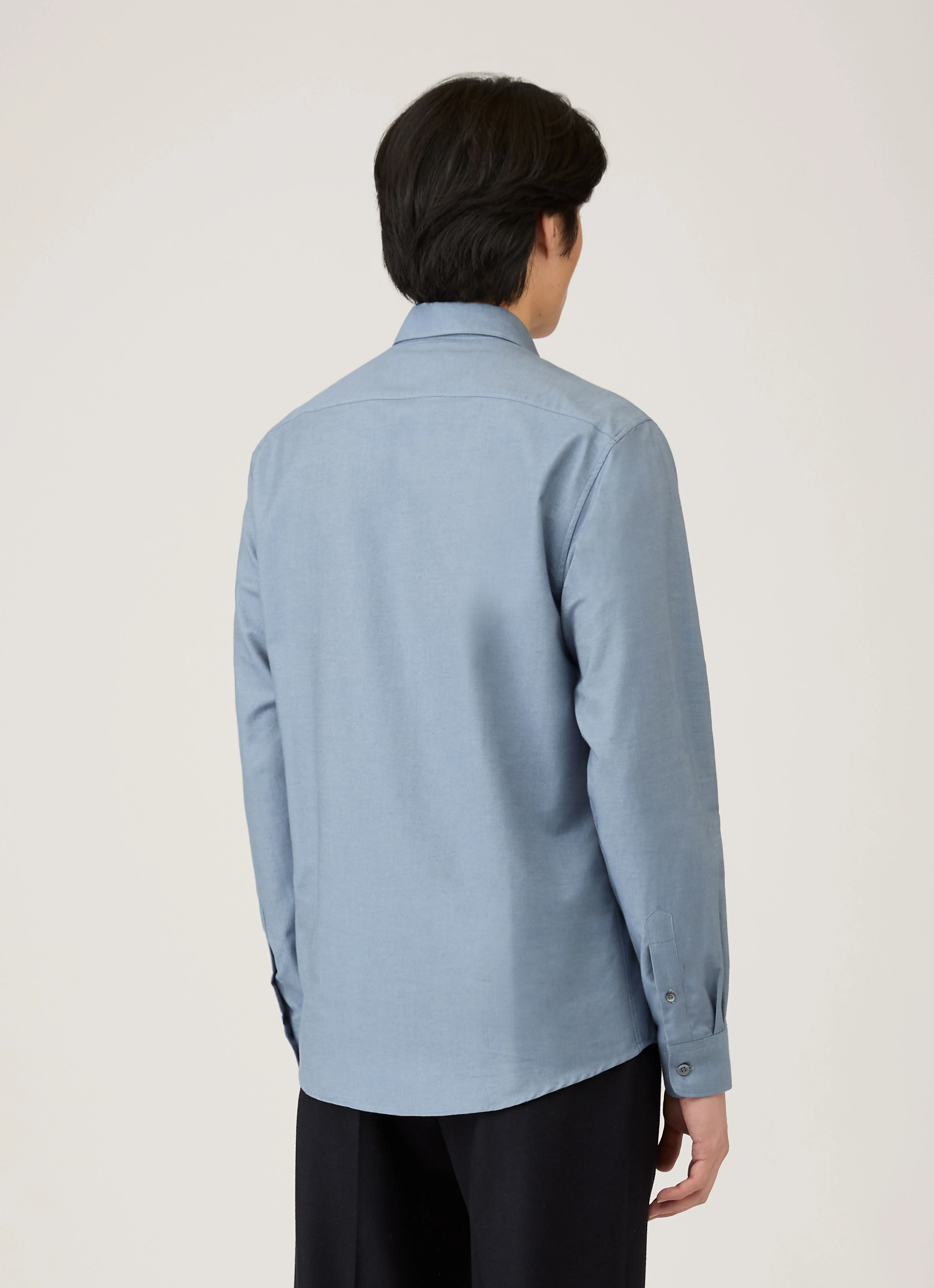 Men's Cotton Cashmere Shirt in Dark Blue - Image 5