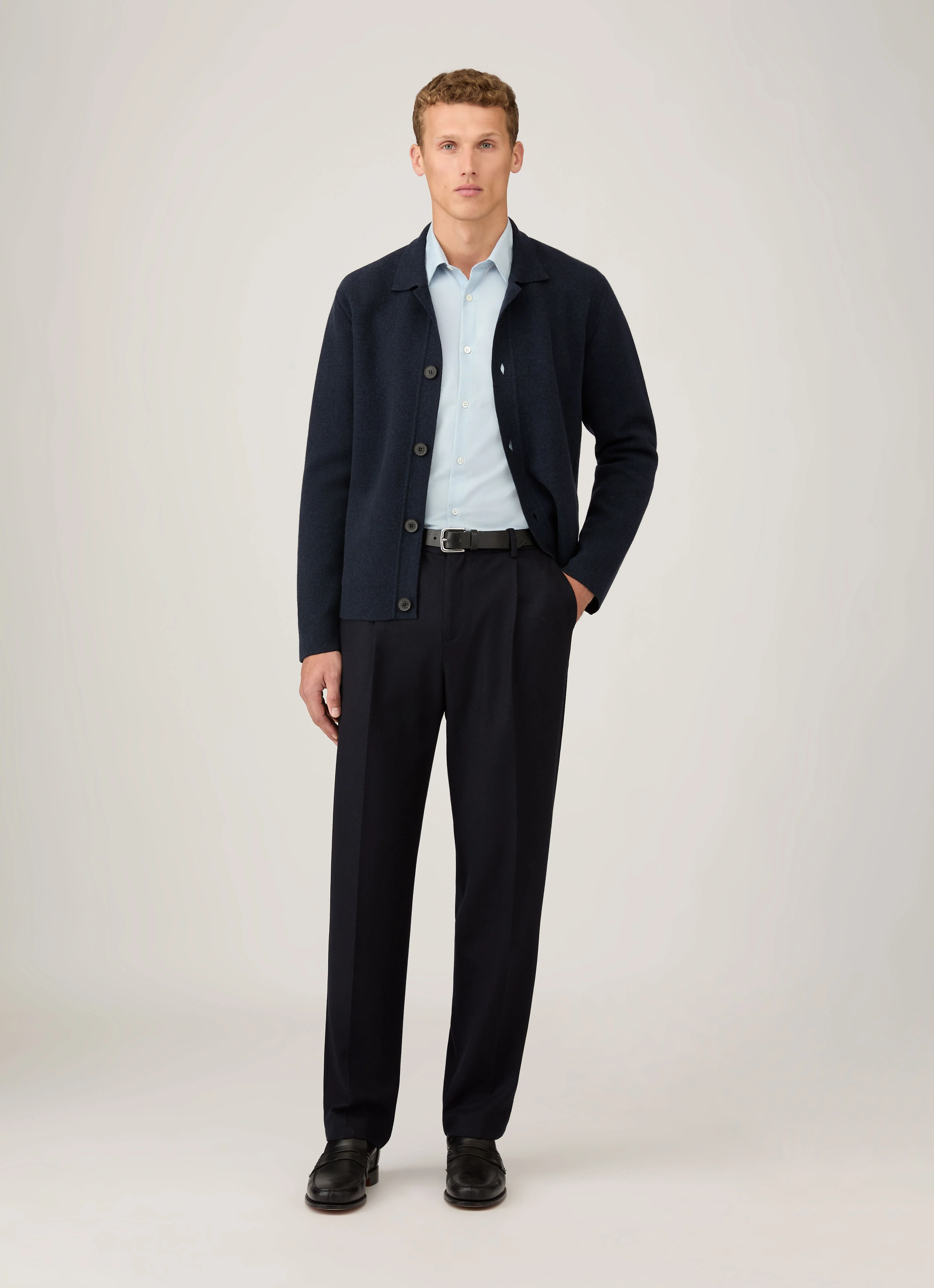 Men's Cotton Cashmere Shirt in Light Blue - Image 3