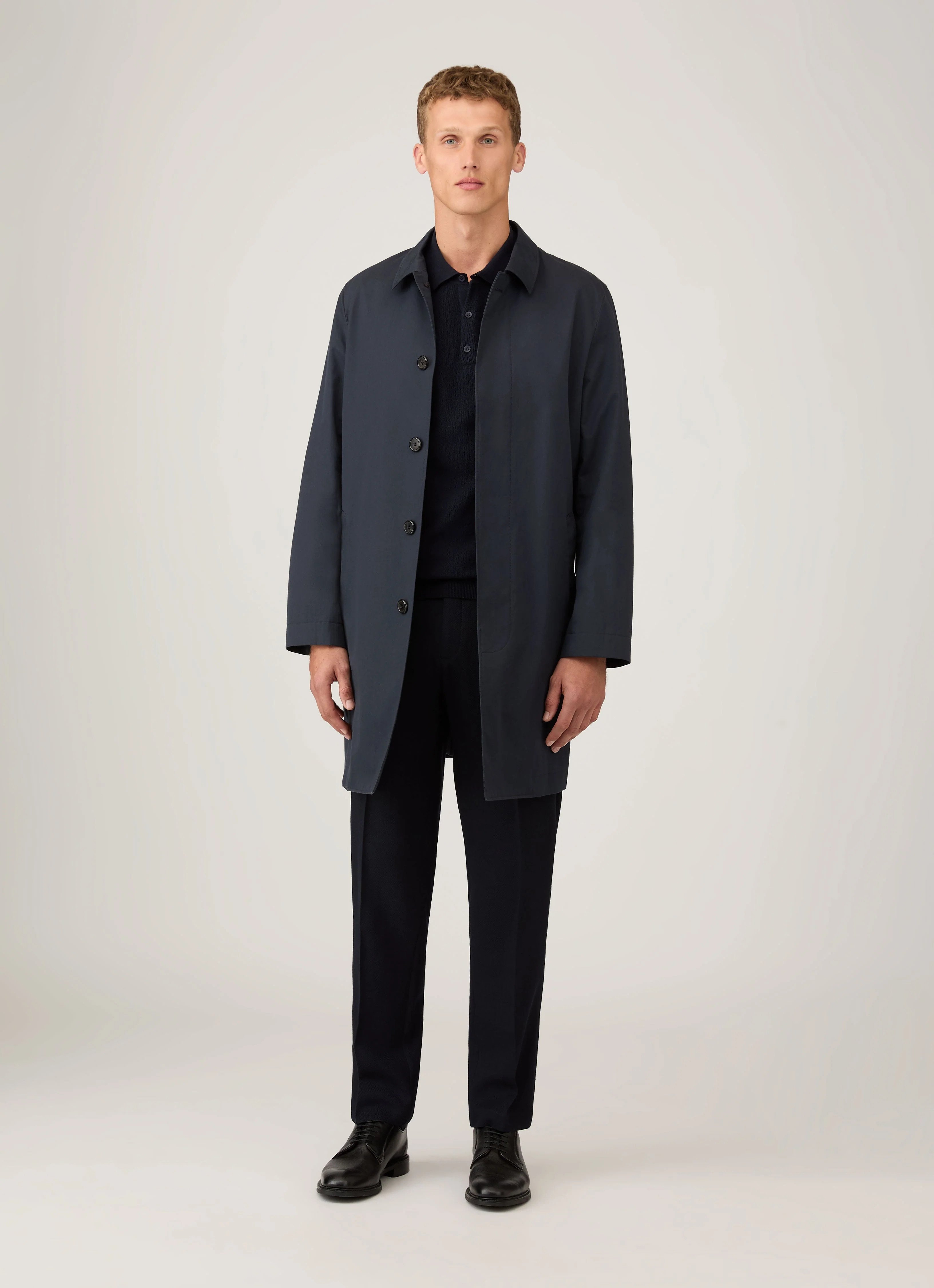 Men's Cotton Knit Polo Shirt in Navy - Image 3