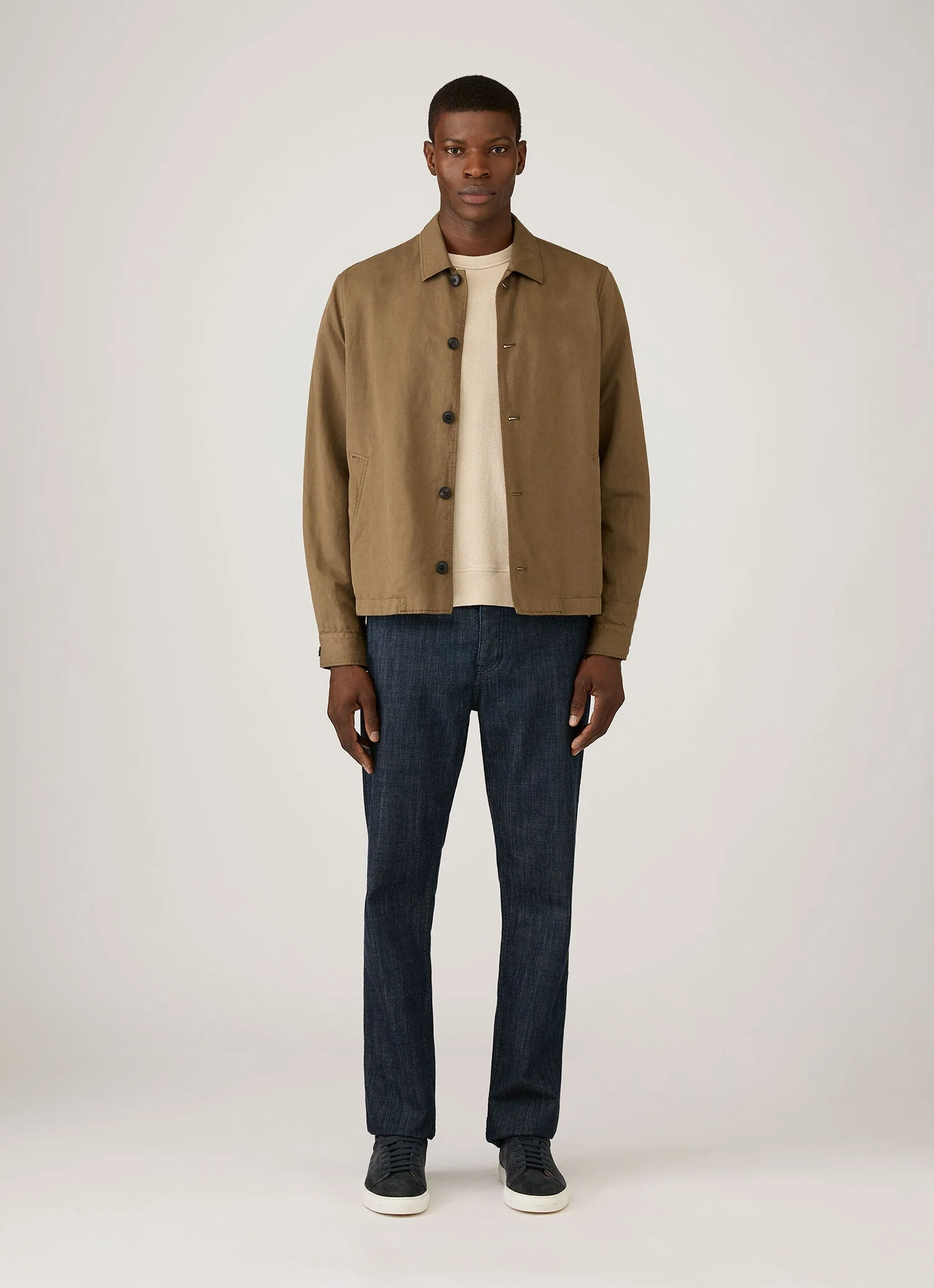 Men's Cotton Linen Jacket in Dark Cedar - Image 3