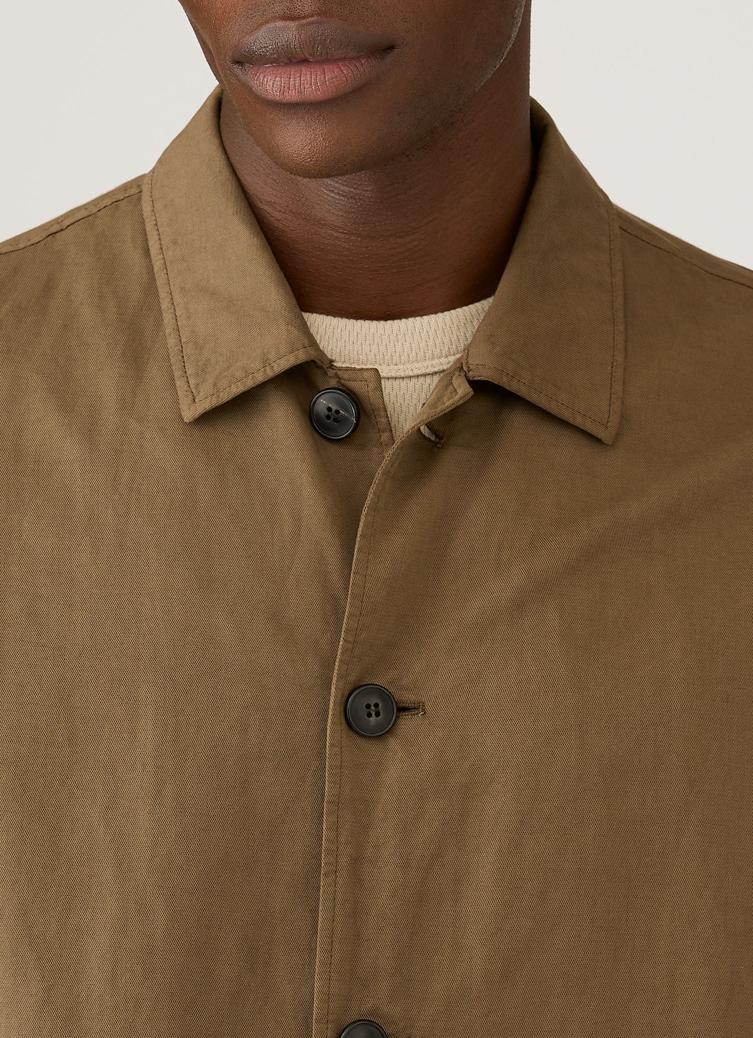 Men's Cotton Linen Jacket in Dark Cedar - Image 6