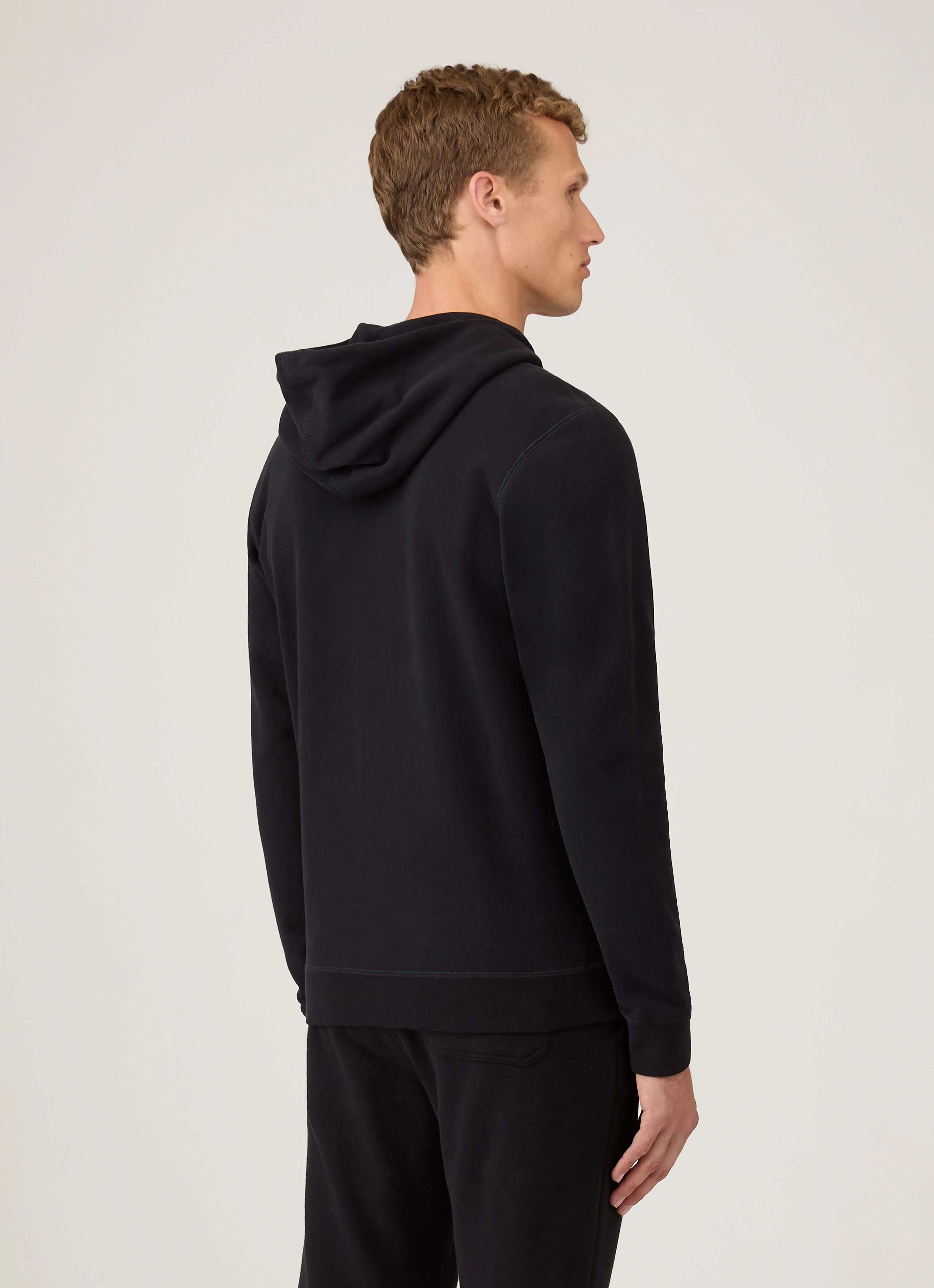 Men's Loopback Zip Hoodie in Black - Image 5