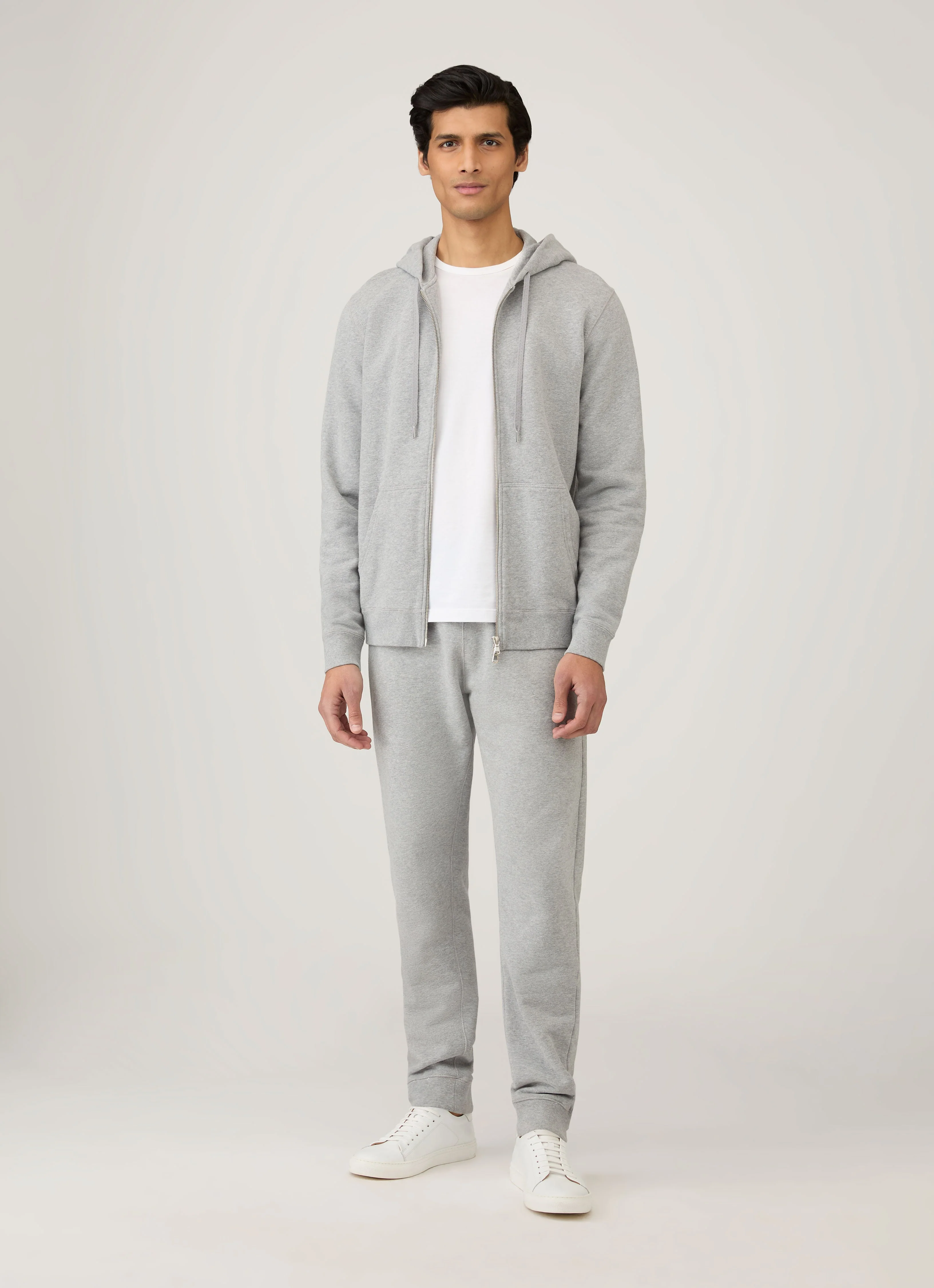Men's Loopback Zip Hoodie in Grey Melange - Image 3