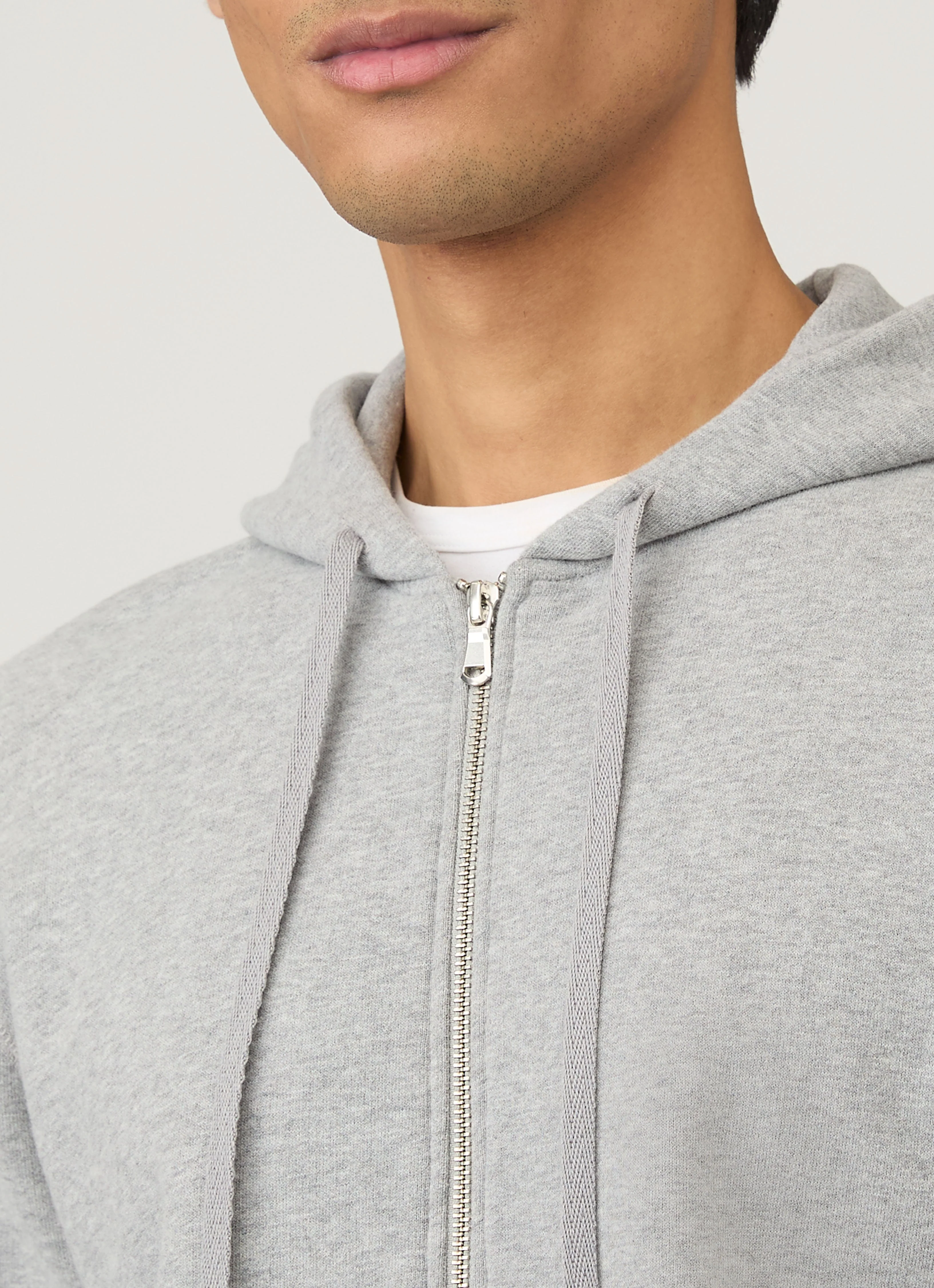 Men's Loopback Zip Hoodie in Grey Melange - Image 6