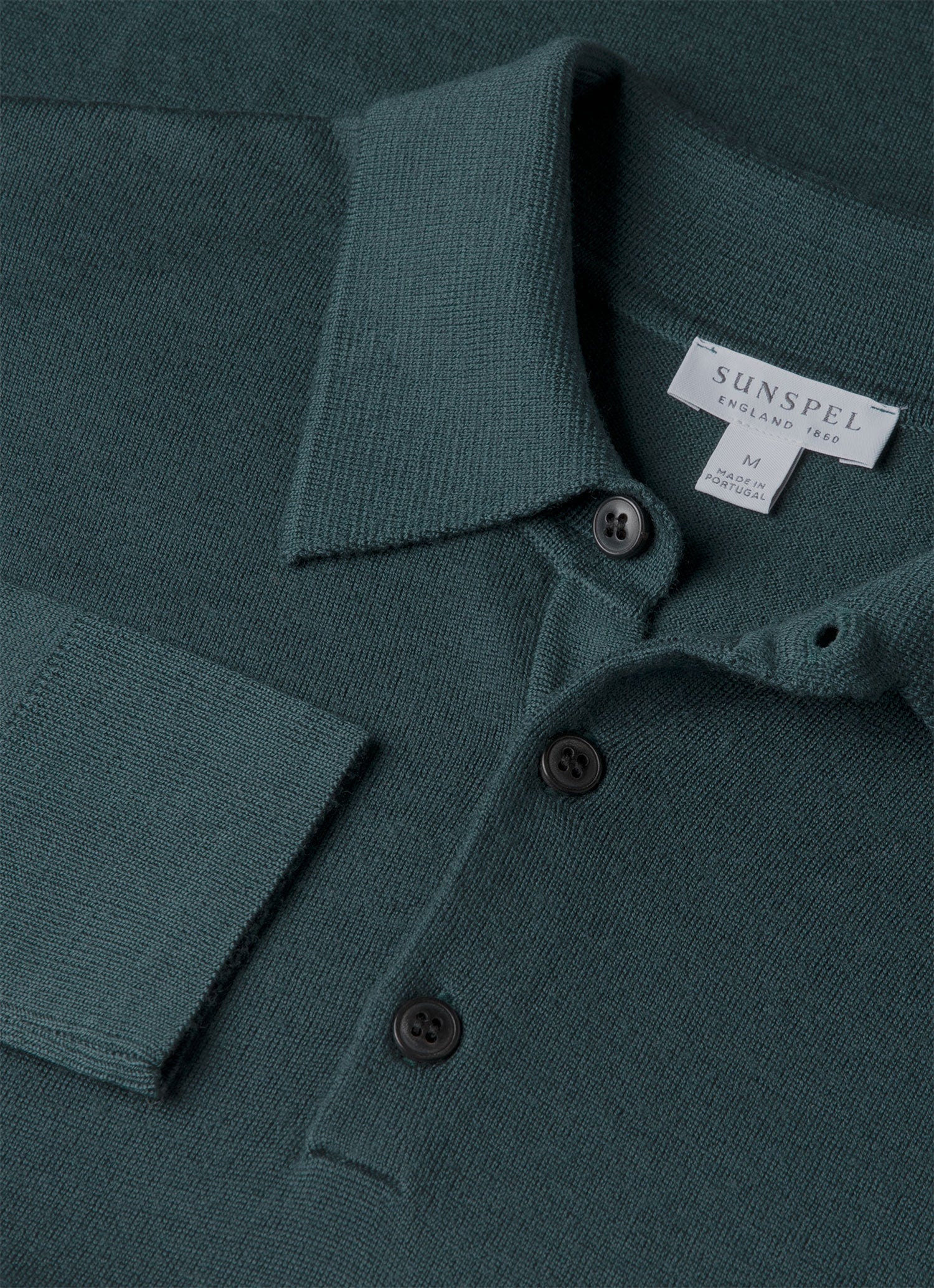 Men's Extra-Fine Merino Knitted Polo Shirt in Dark Petrol - Image 4