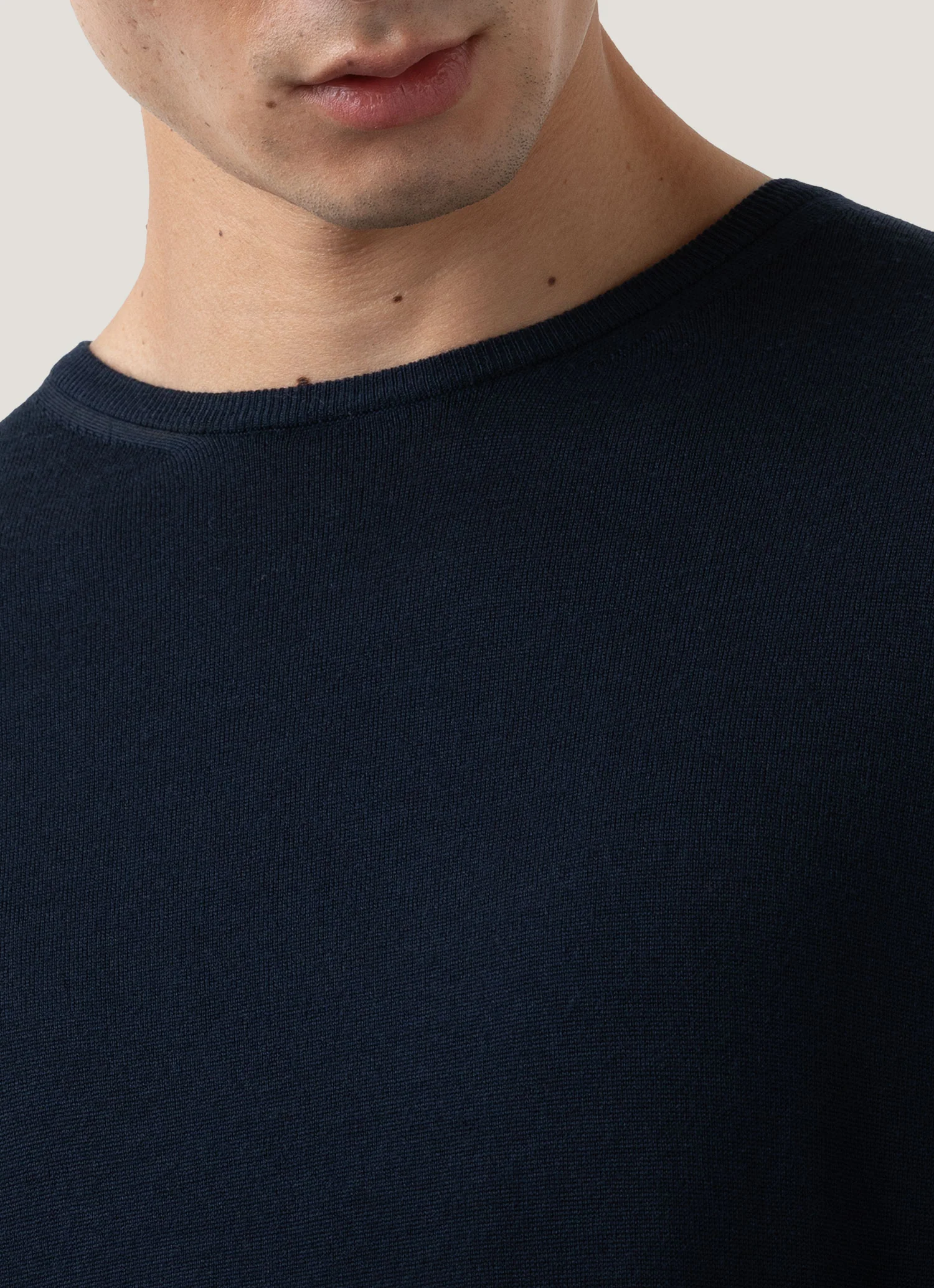 Men's Extra-Fine Merino Crew Neck in Light Navy - Image 6