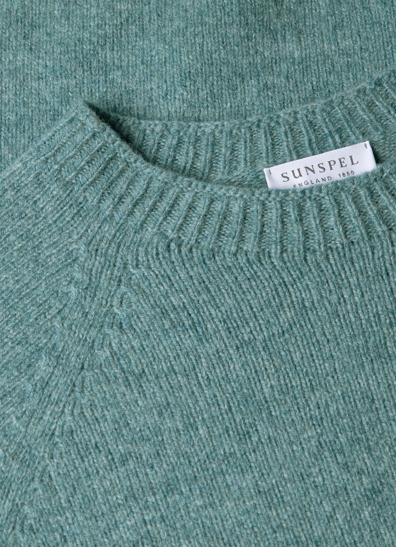 Men's Lambswool Crew Neck Jumper in Steel Green - Image 4