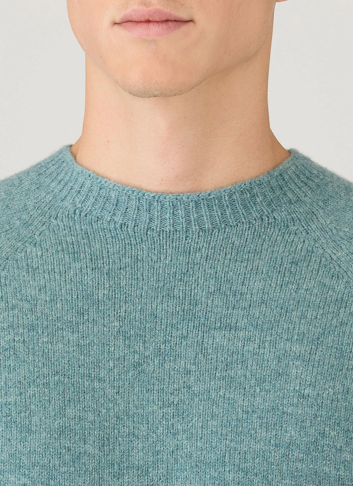 Men's Lambswool Crew Neck Jumper in Steel Green - Image 6