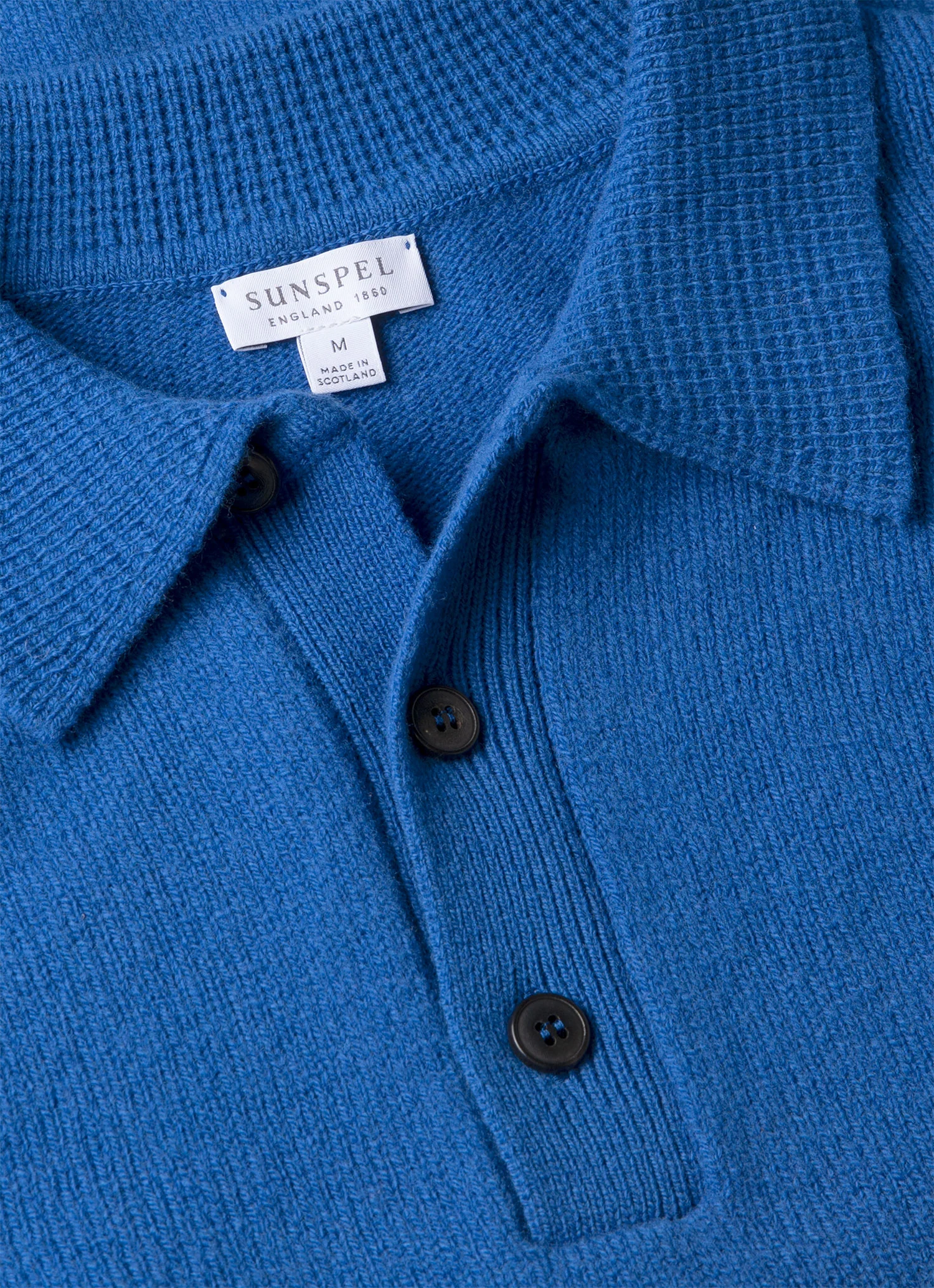 Men's Lambswool Knitted Polo Shirt in Cobalt - Image 4