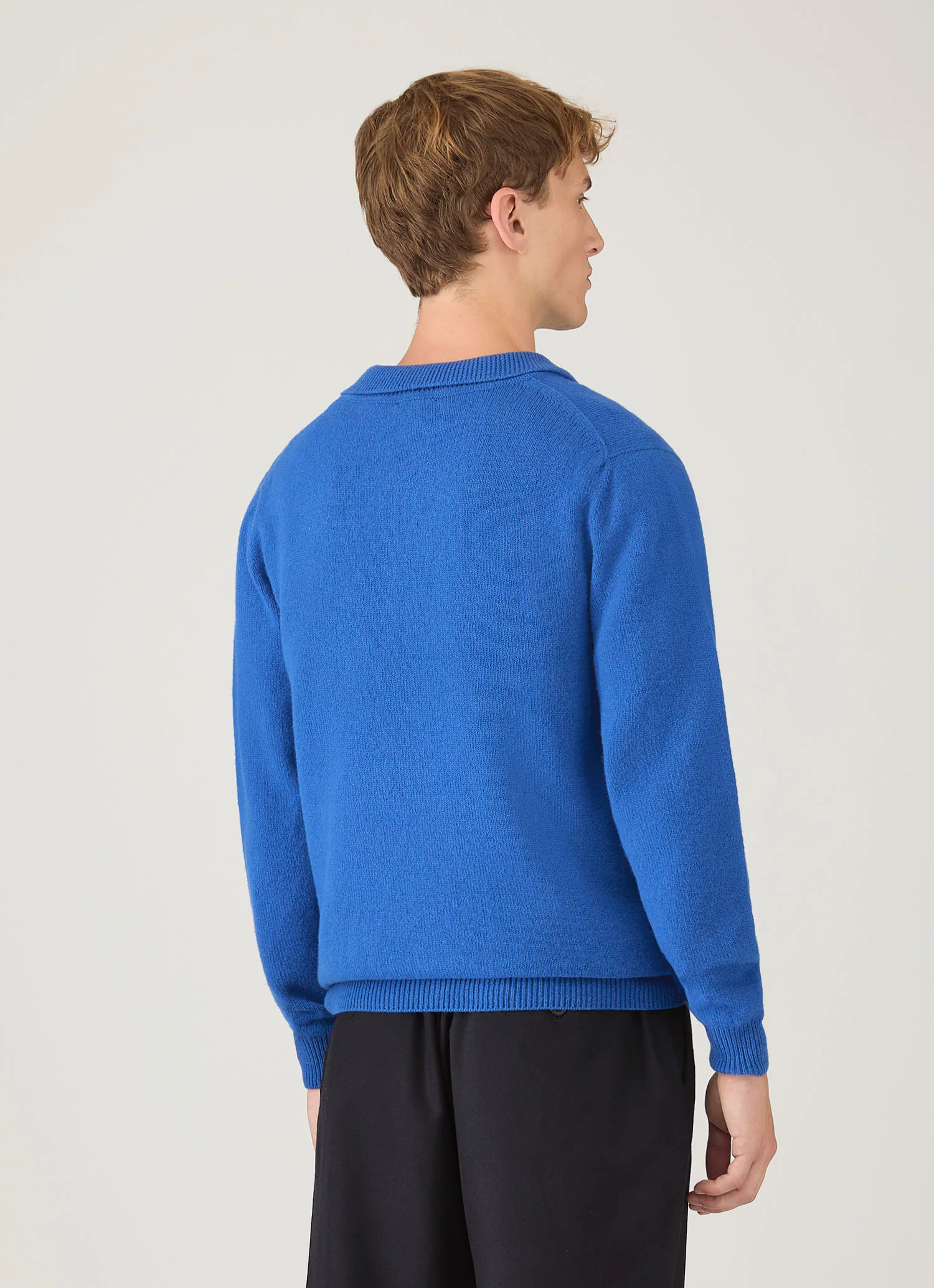 Men's Lambswool Knitted Polo Shirt in Cobalt - Image 5