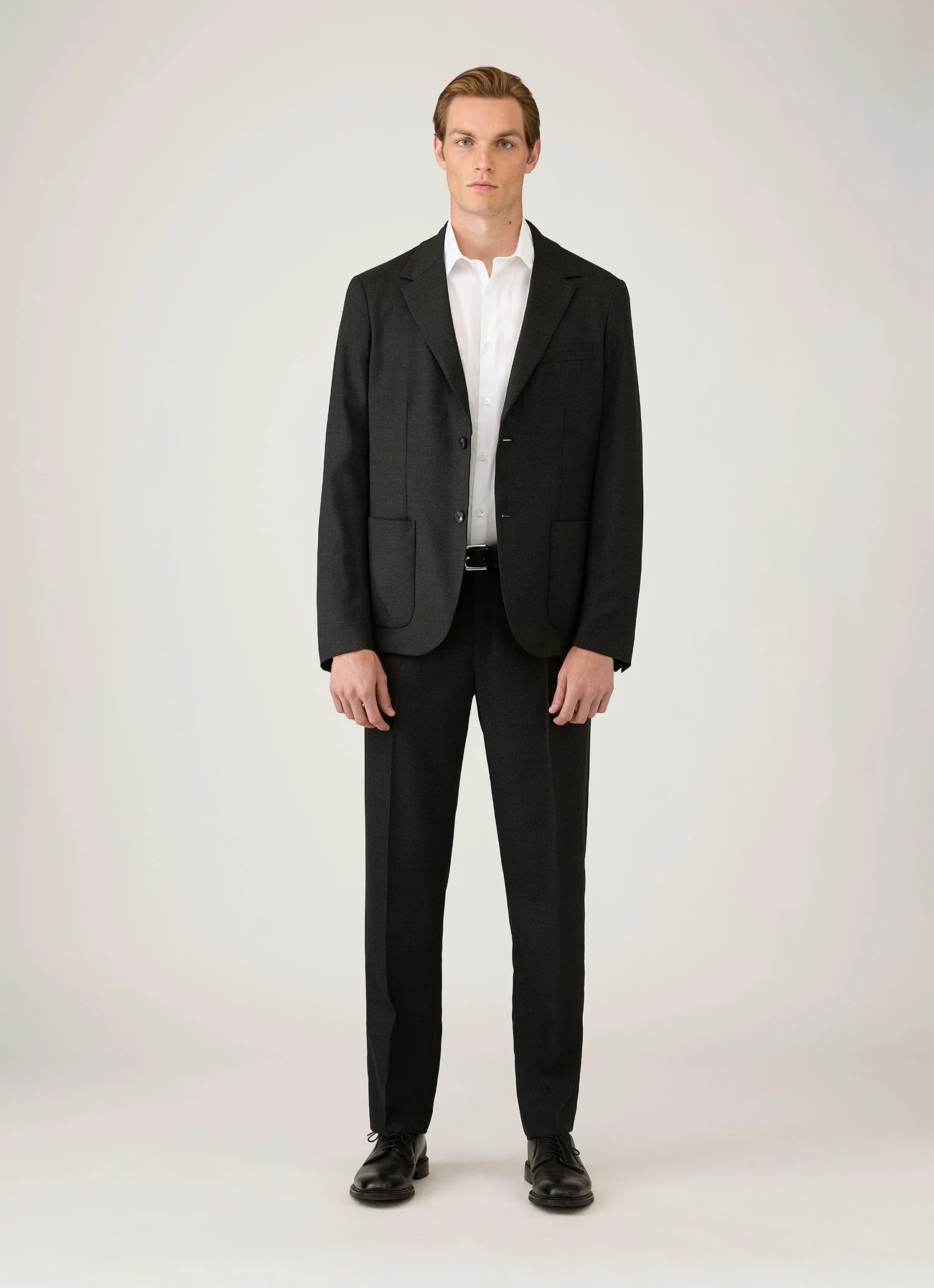 Men's Lightweight Travel Wool Blazer in Dark Charcoal Melange - Image 3