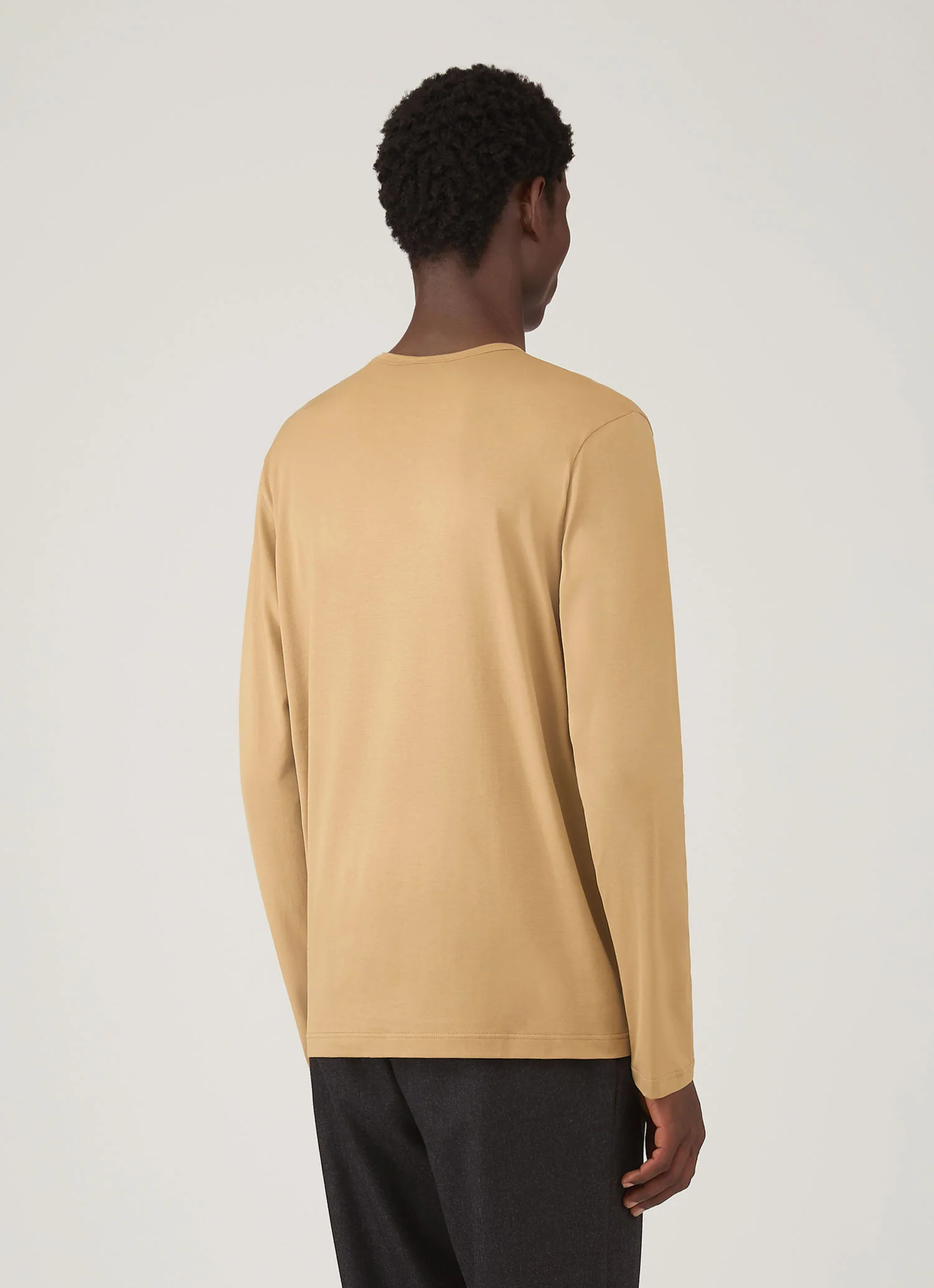 Men's Long Sleeve Classic T-shirt in Tan - Image 5