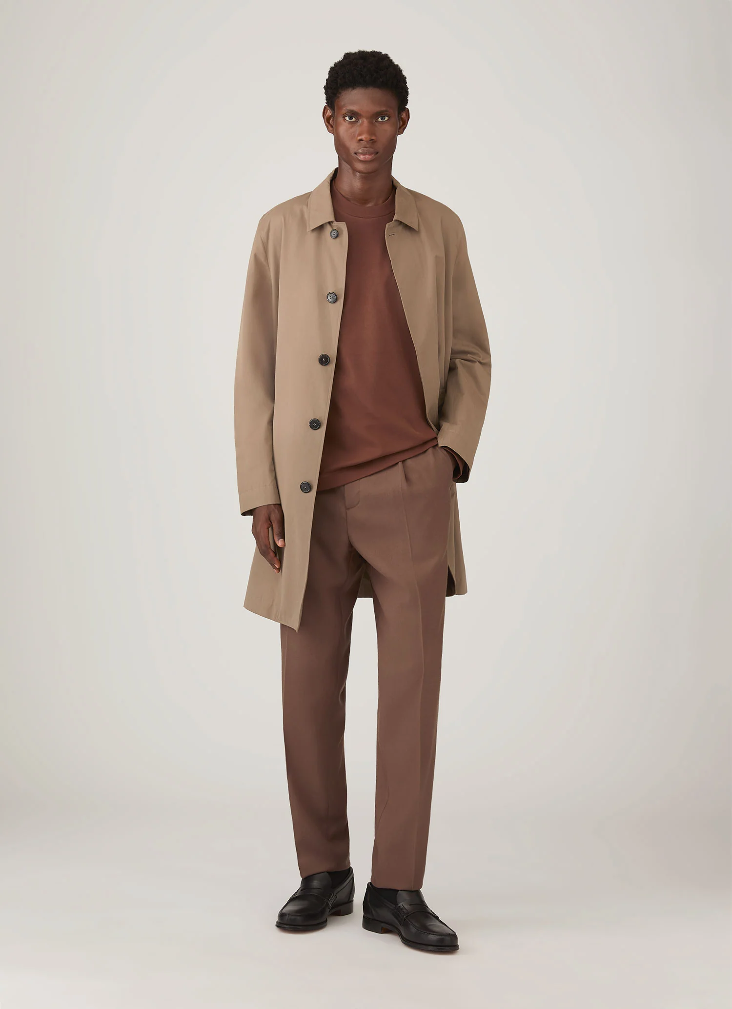 Men's Long Sleeve Heavyweight T-shirt in Conker Brown - Image 3