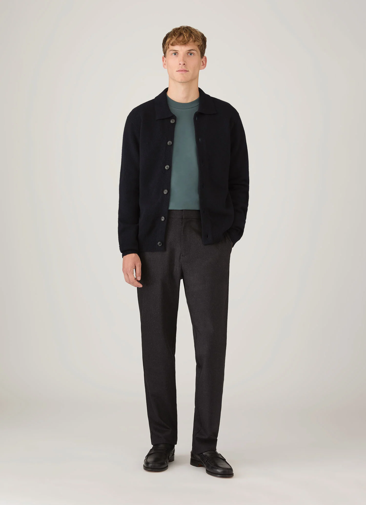 Men's Long Sleeve Heavyweight T-shirt in Dark Petrol - Image 3