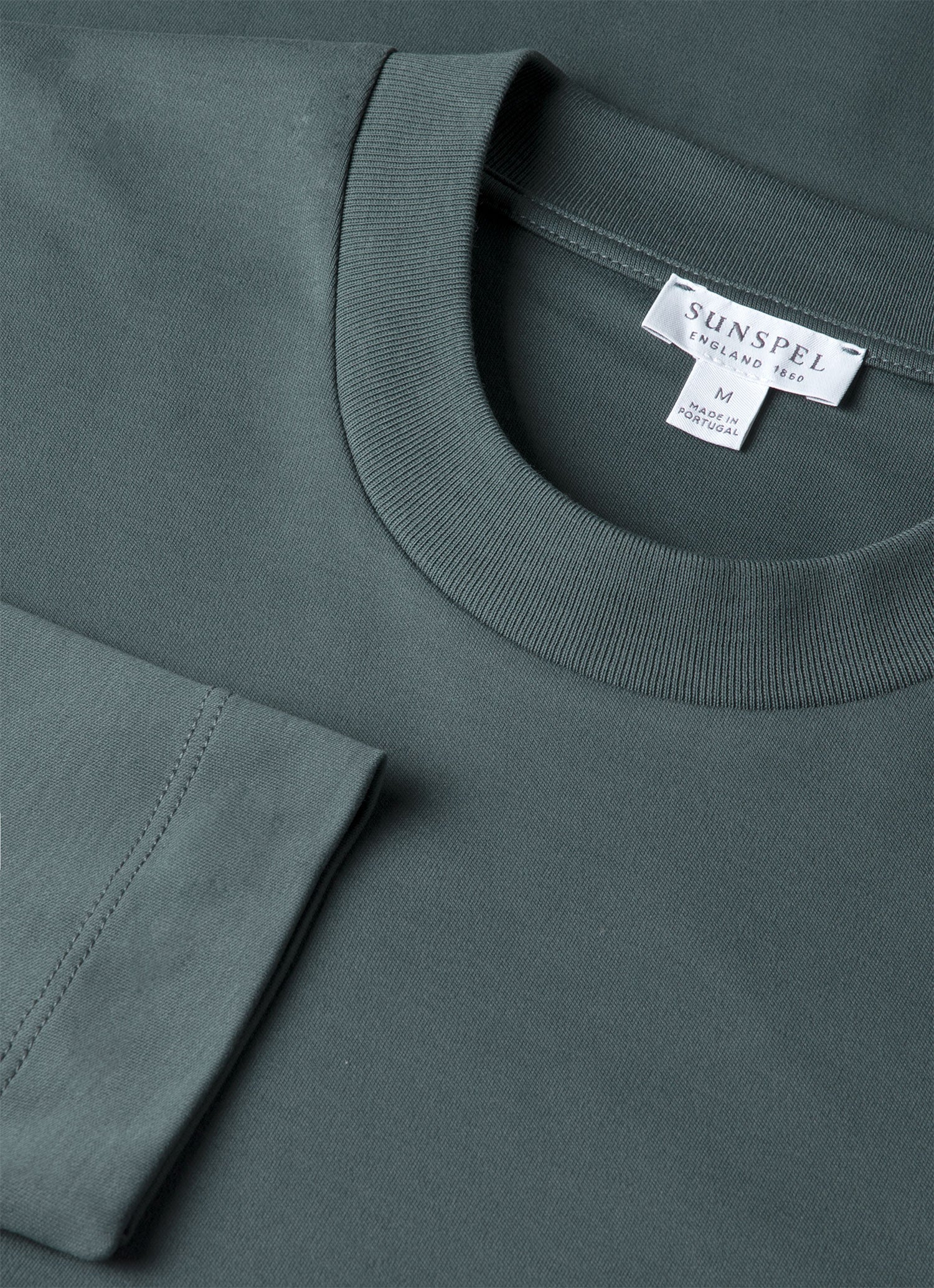 Men's Long Sleeve Heavyweight T-shirt in Dark Petrol - Image 4