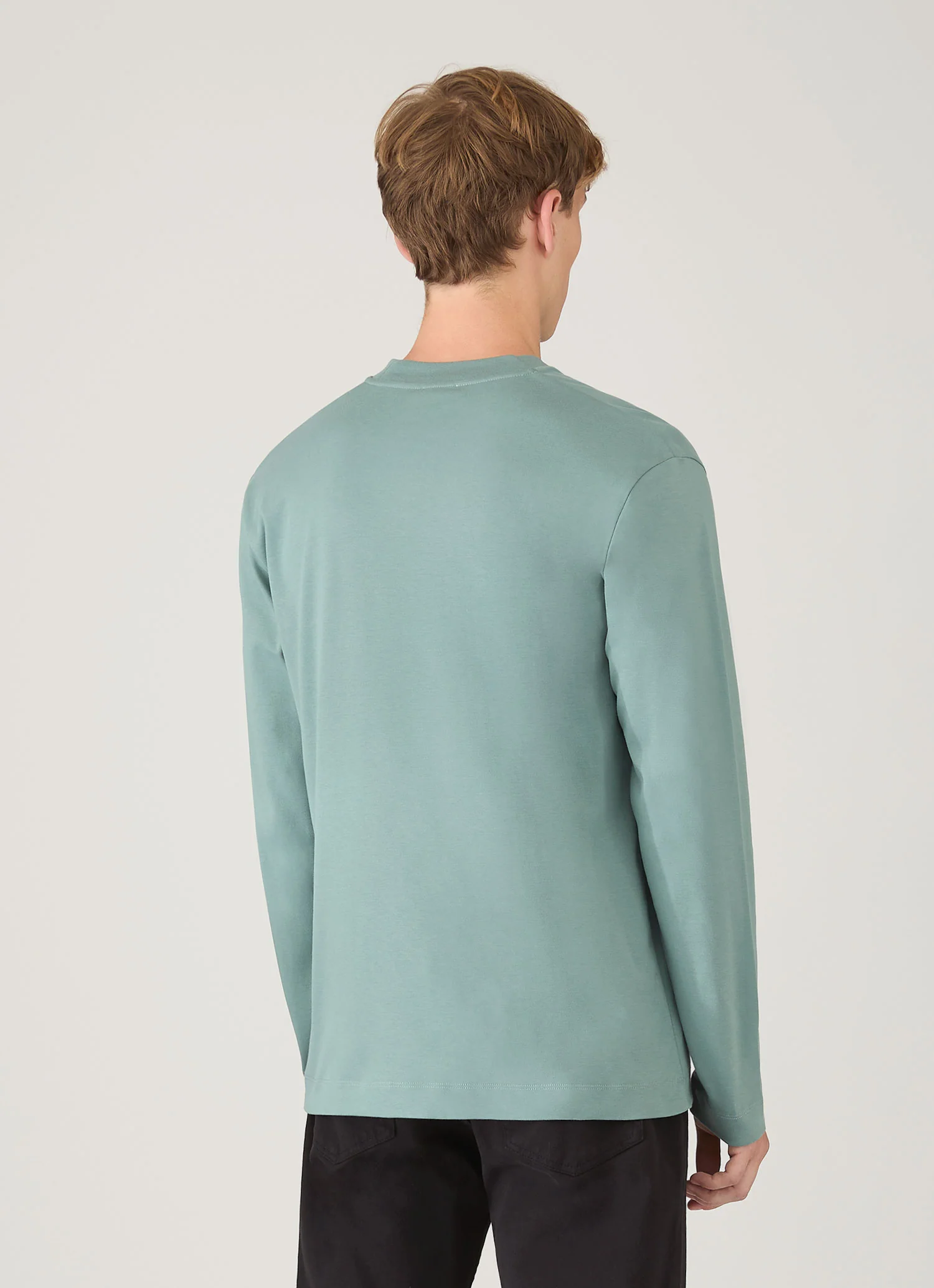 Men's Long Sleeve Heavyweight T-shirt in Steel Green - Image 5