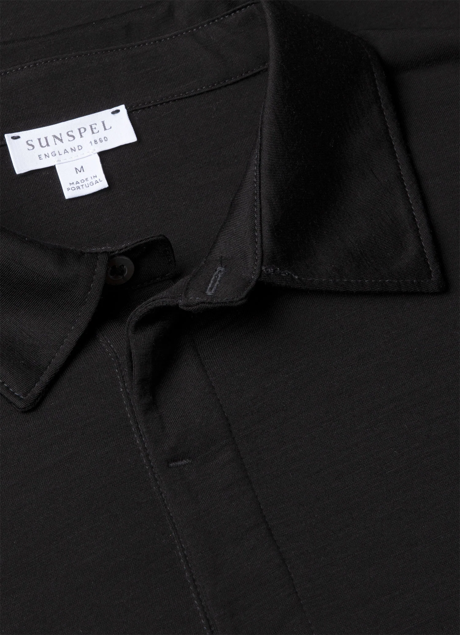 Men's Long Sleeve Ultra-Fine Merino Polo Shirt in Black - Image 4