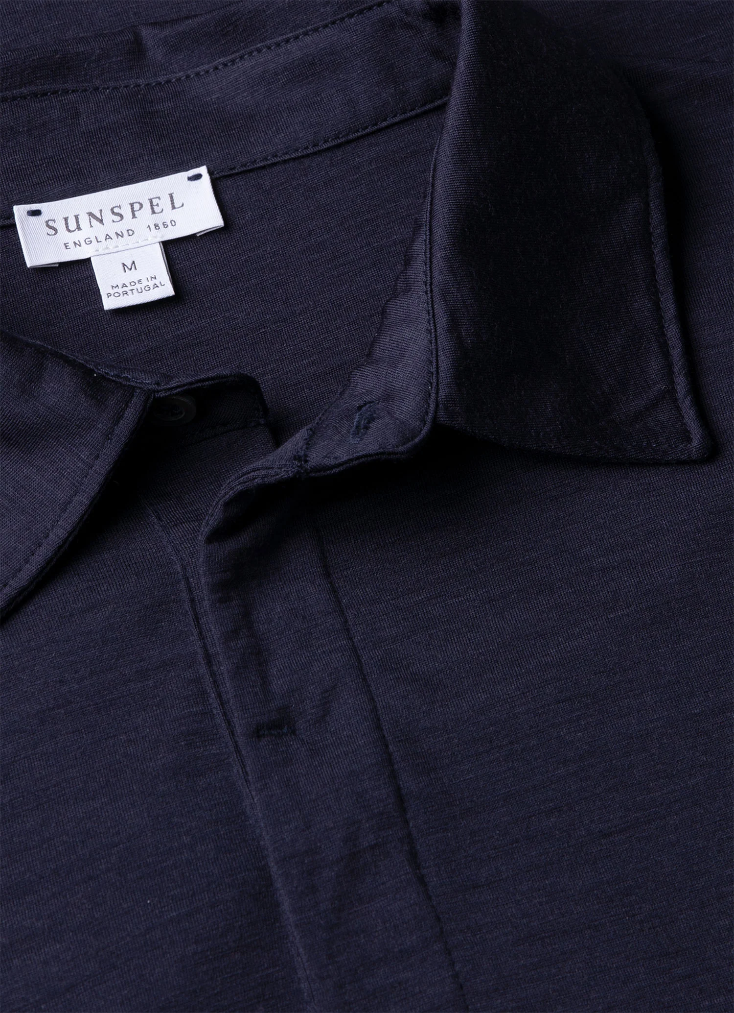 Men's Long Sleeve Ultra-Fine Merino Polo Shirt in Navy - Image 4