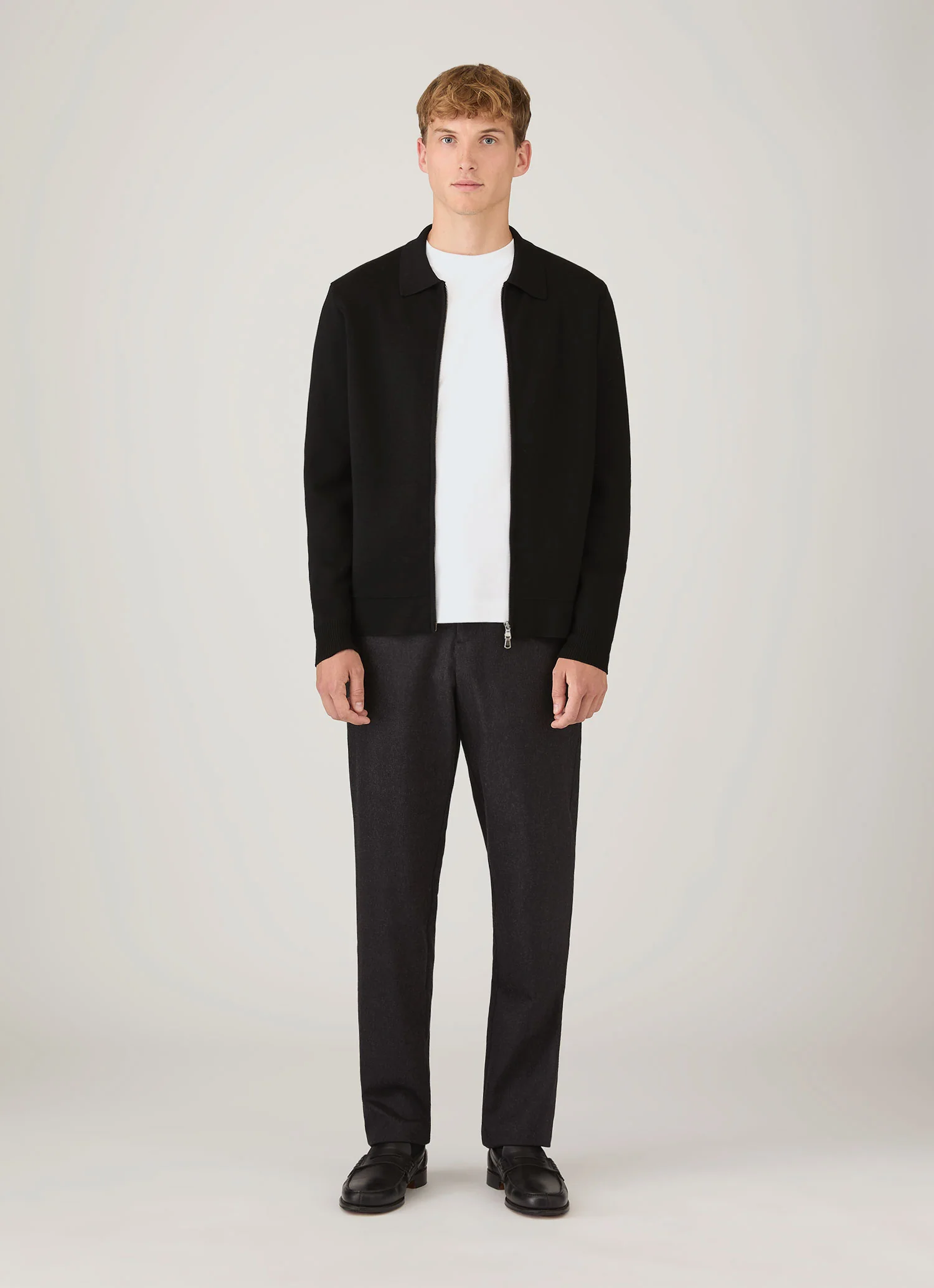 Men's Merino Milano Zip Jacket in Black - Image 3