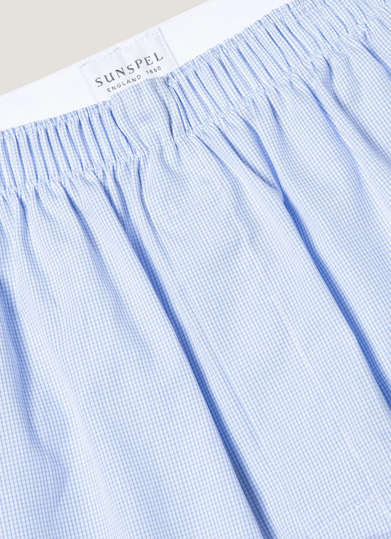 Men's Classic Boxer Short in Light Blue Micro Gingham - Image 4