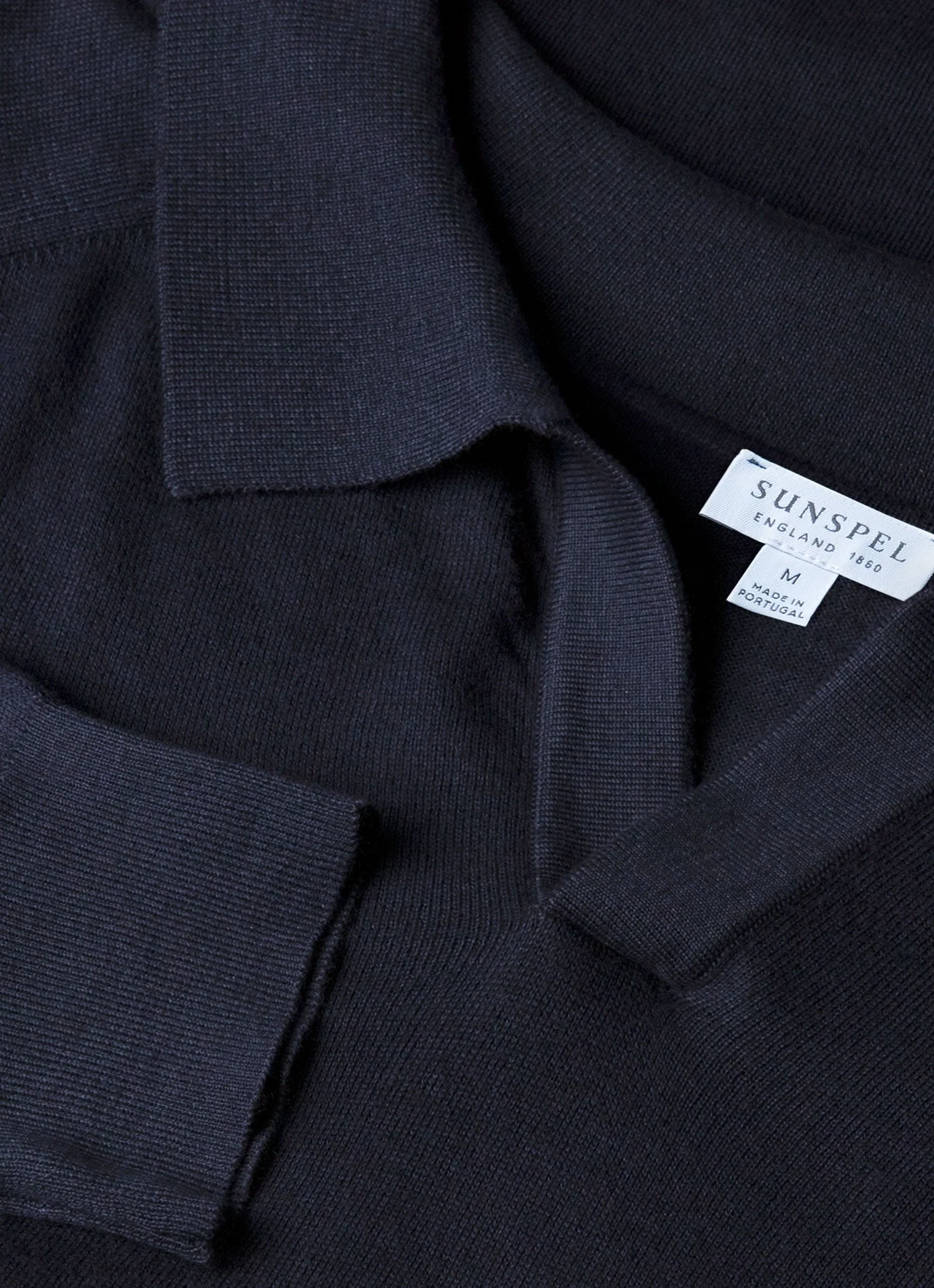 Men's Sea Island Cashmere Knitted Polo in Midnight Navy - Image 4