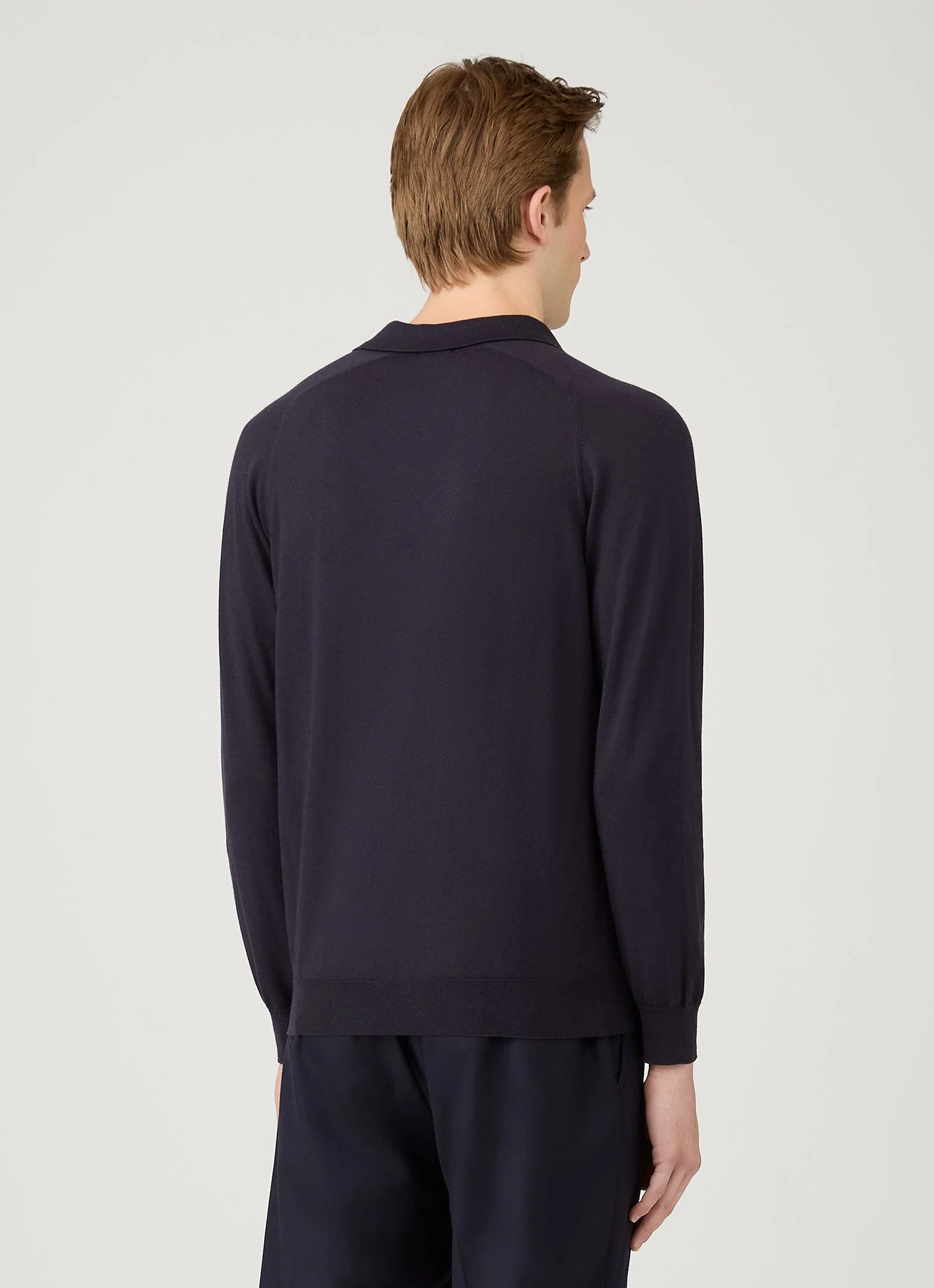Men's Sea Island Cashmere Knitted Polo in Midnight Navy - Image 5