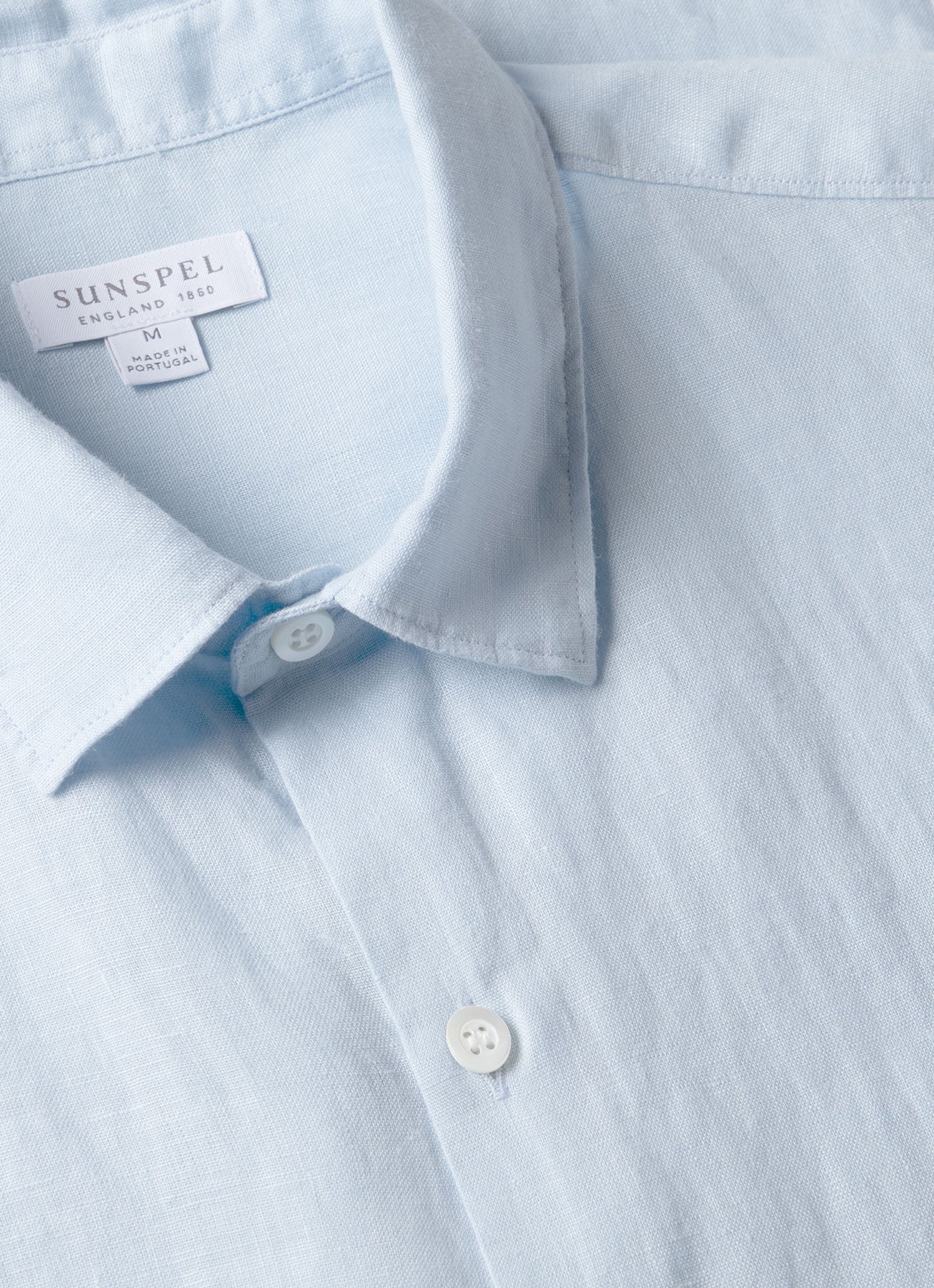 Men's Short Sleeve Linen Shirt in Light Blue - Image 4