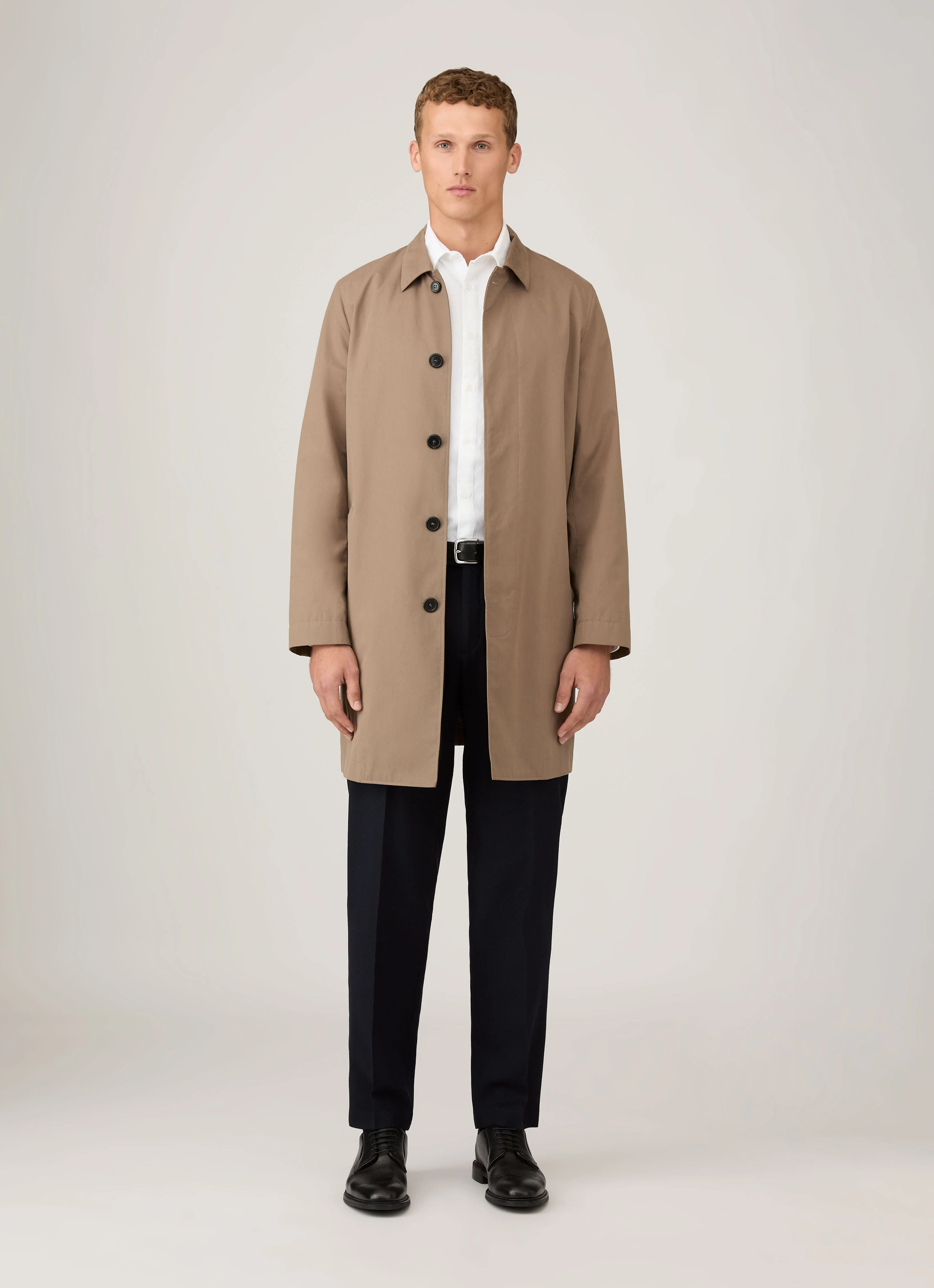 Men's Showerproof Cotton Mac in Dark Stone - Image 3