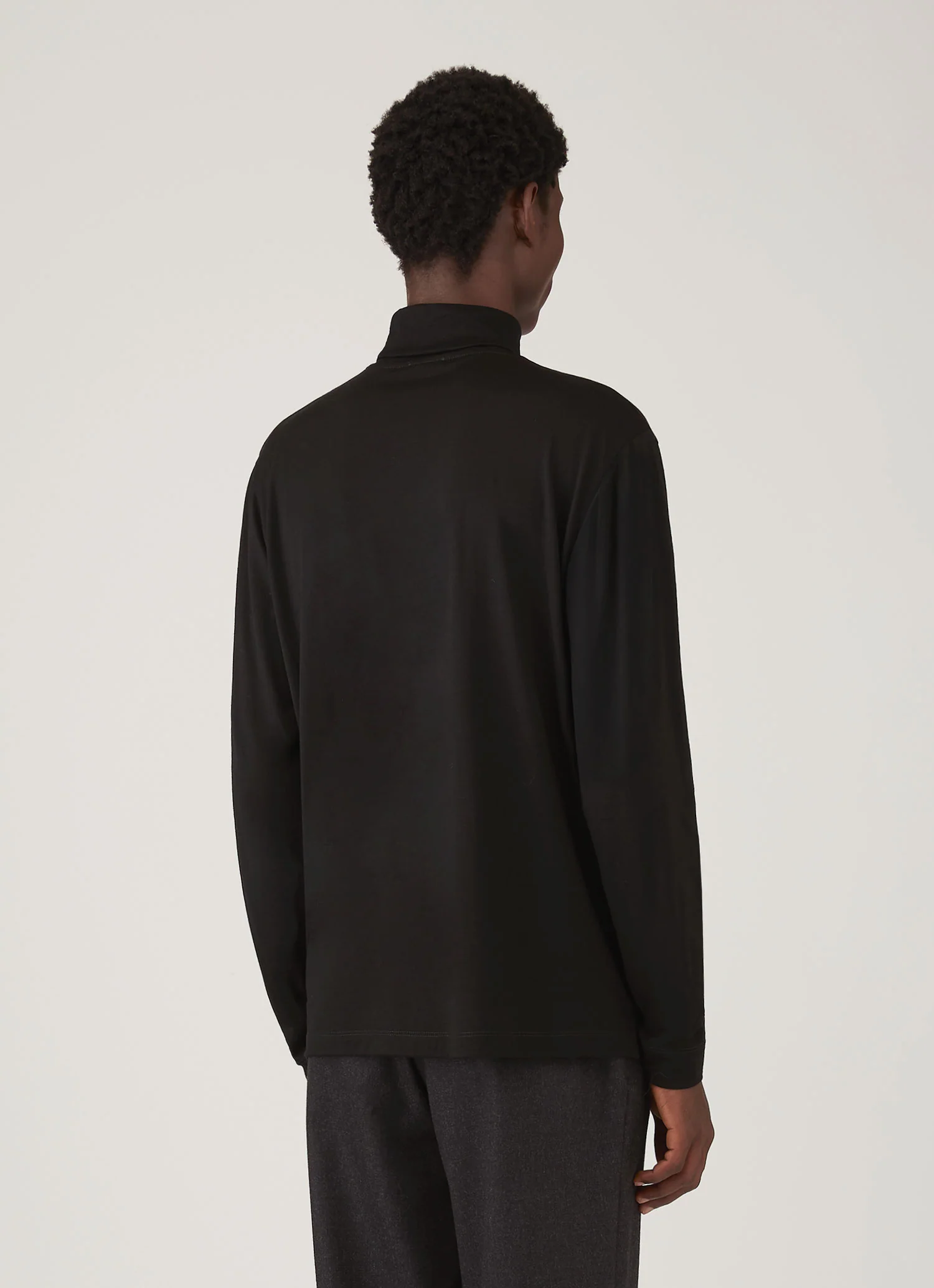 Men's Ultra-Fine Merino Roll Neck in Black - Image 5