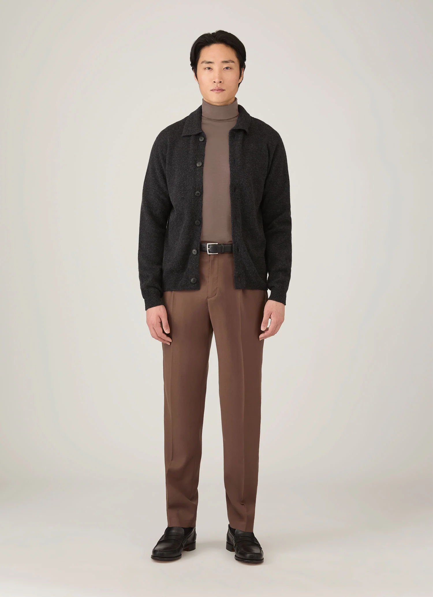 Men's Ultra-Fine Merino Roll Neck in Sandstone - Image 3