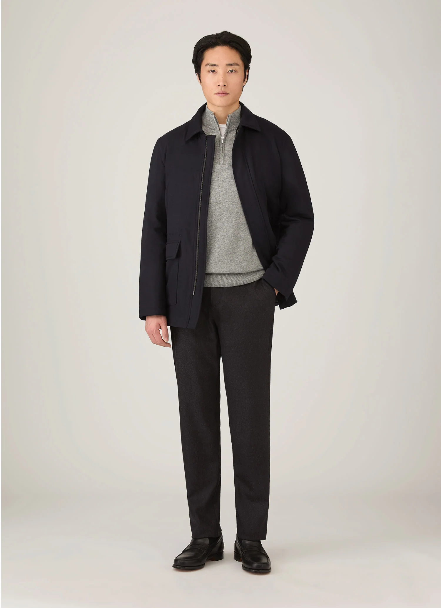 Men's Wool Cashmere Field Jacket in Navy - Image 3