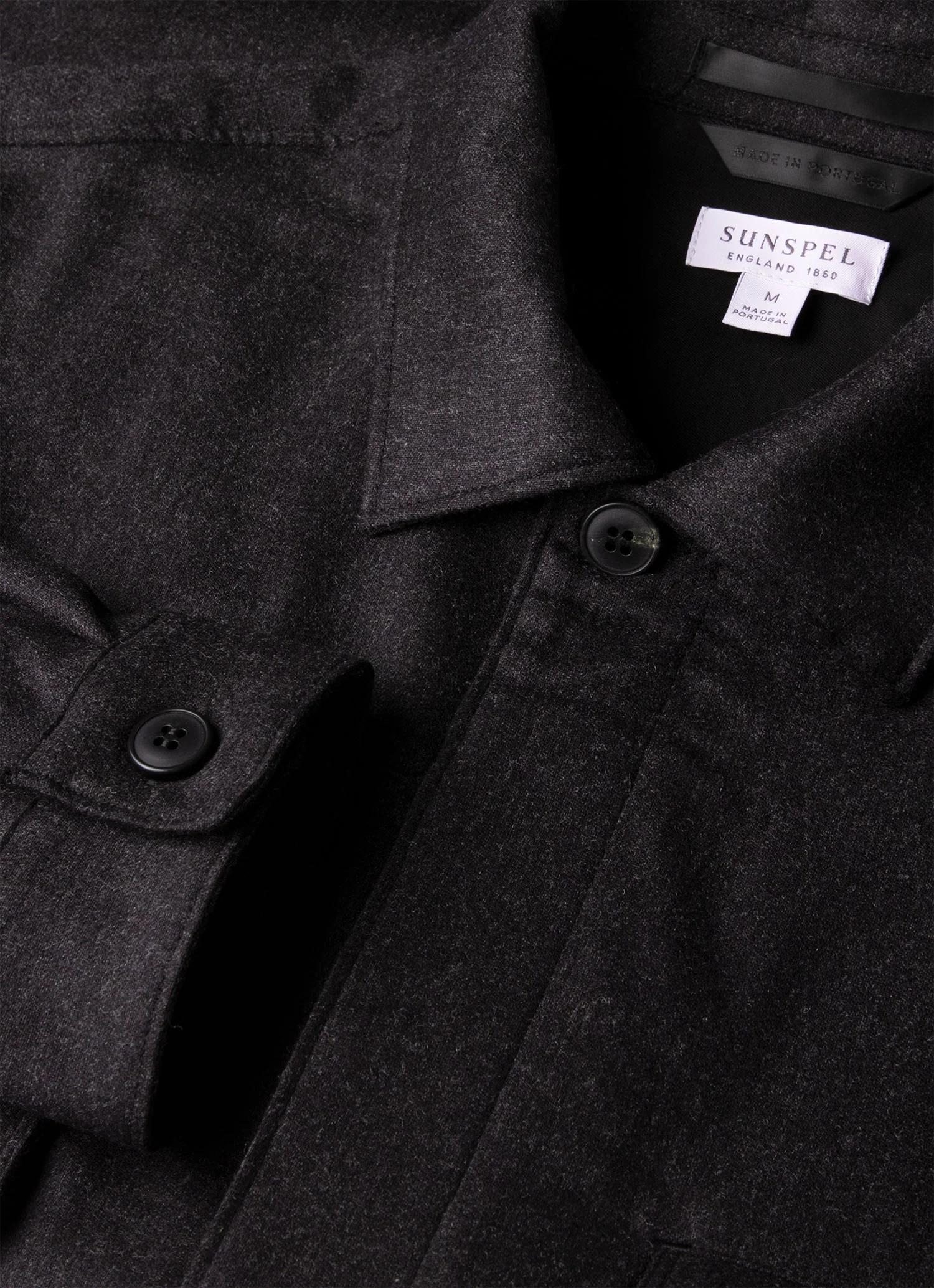Men's Wool Cashmere Flannel Overshirt in Charcoal Melange - Image 4