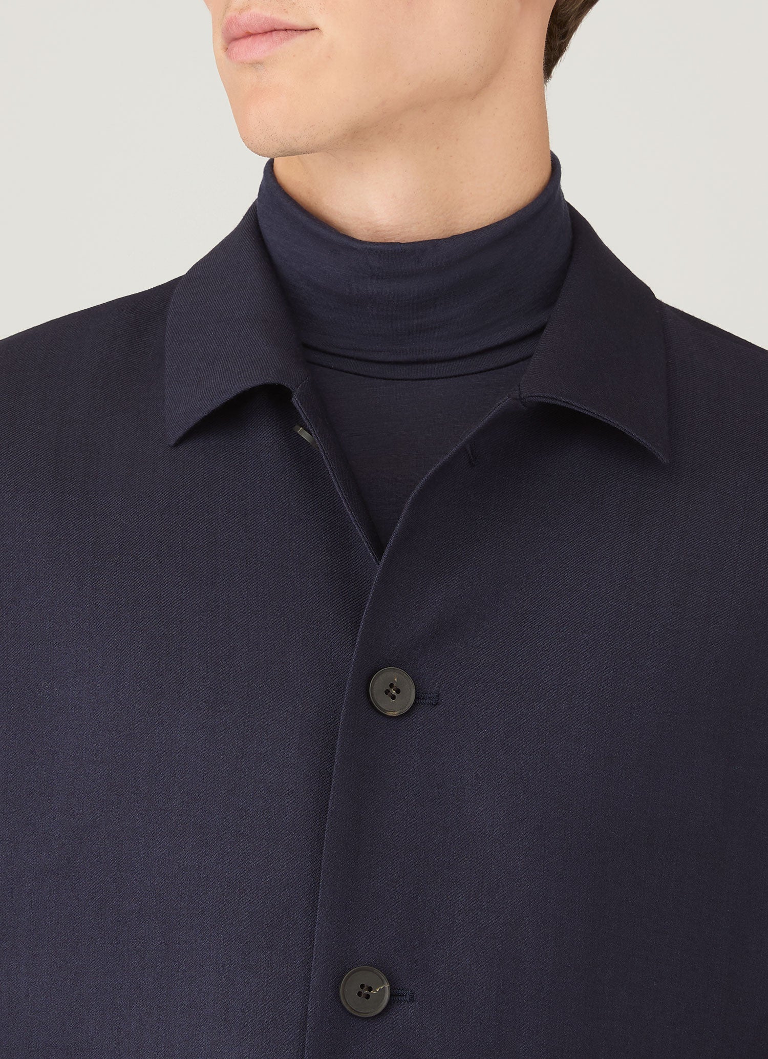Men's Wool Twill Jacket in Navy - Image 6