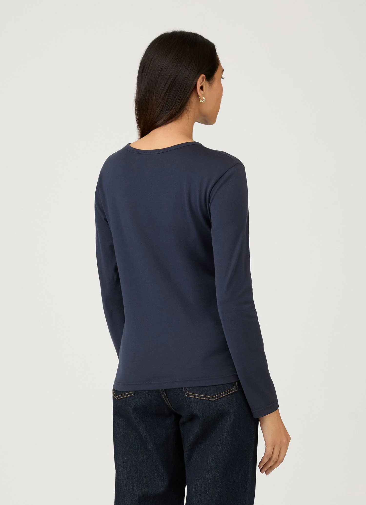 Women's Long Sleeve Classic T-shirt in Navy - Image 3